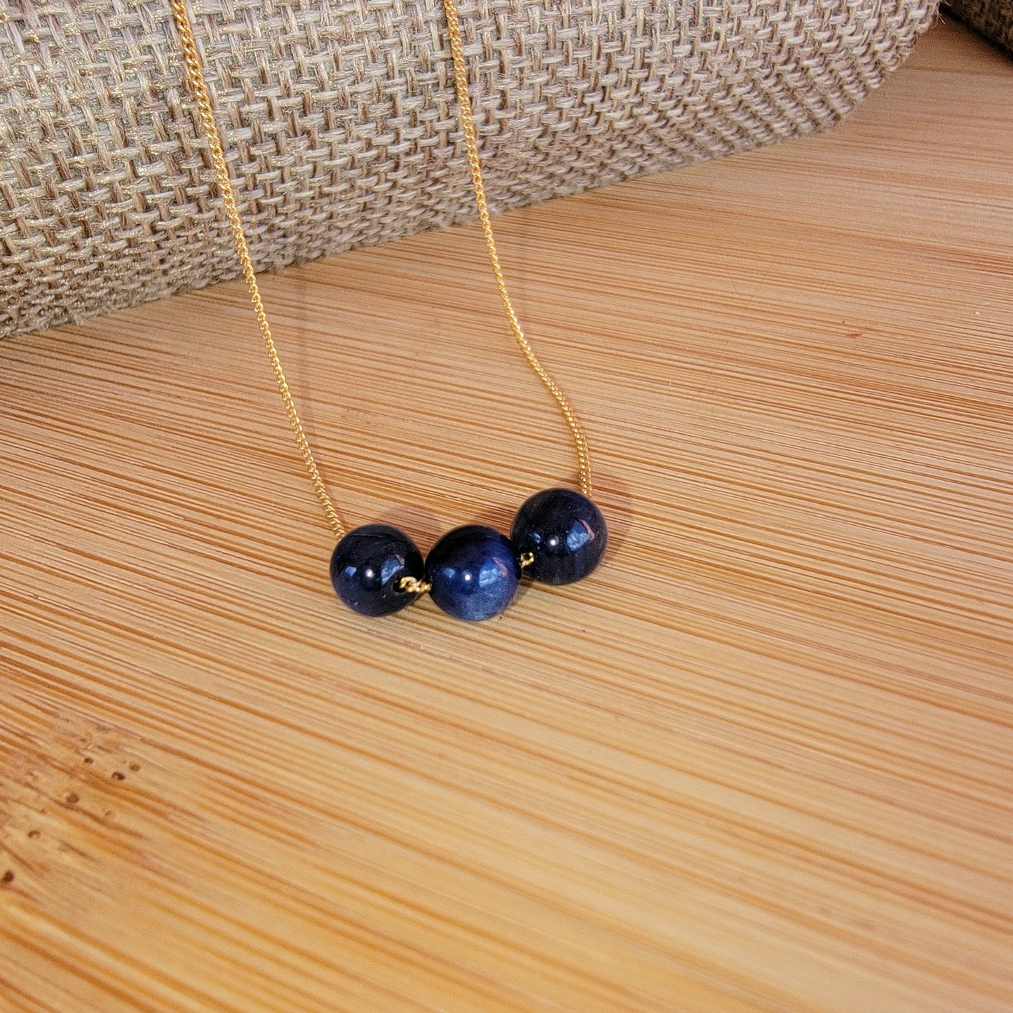 Kyanite Floating Necklace 3 Stone Crystal Gemstone Minimalist Jewelry Handmade Simple