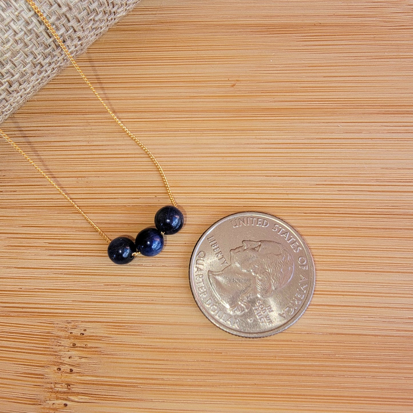Kyanite Floating Necklace 3 Stone Crystal Gemstone Minimalist Jewelry Handmade Simple