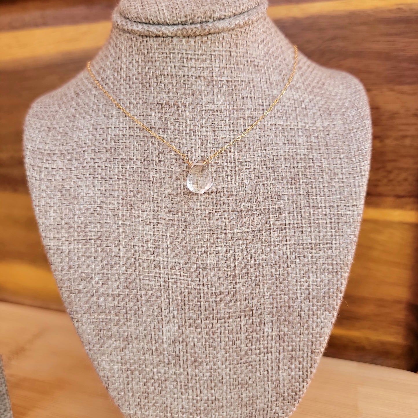 Clear Rock Crystal Quartz Floating Necklace Crystal Gemstone Minimalist Jewelry Handmade April Birthstone