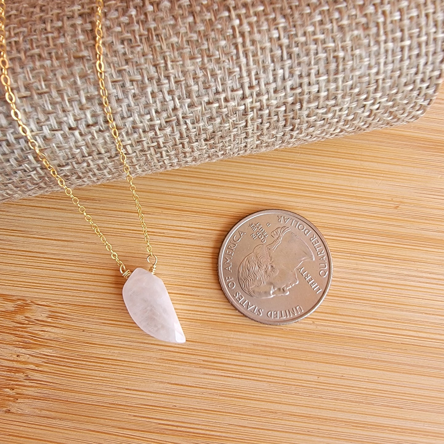 Rainbow Moonstone Floating Necklace Crystal Gemstone Gold June Birthstone Minimalist Jewelry Handmade