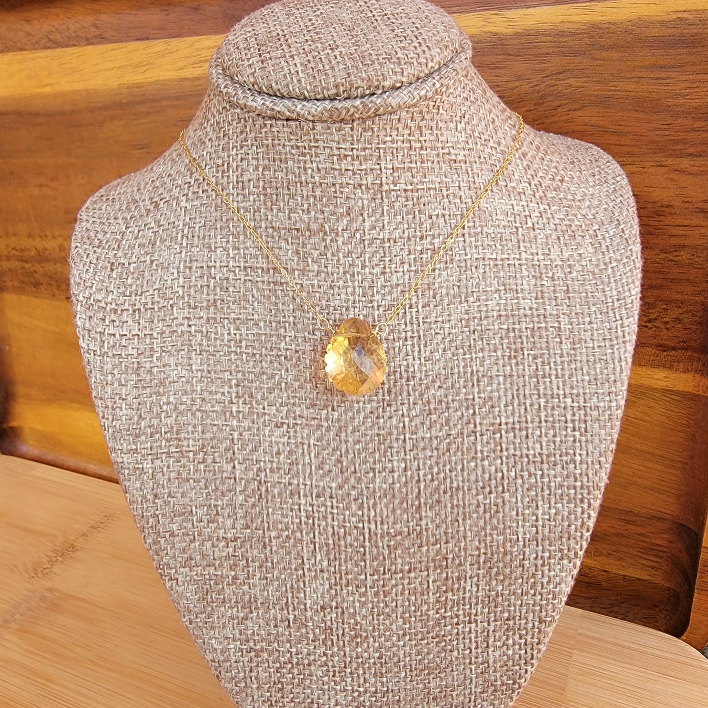 CITRINE Floating Necklace Quartz Crystal Gemstone November Birthstone Minimalist Jewelry Handmade