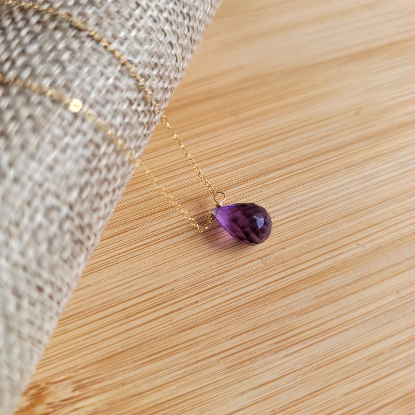 Amethyst Floating Necklace Crystal Gemstone February Birthstone Minimalist Jewelry Handmade