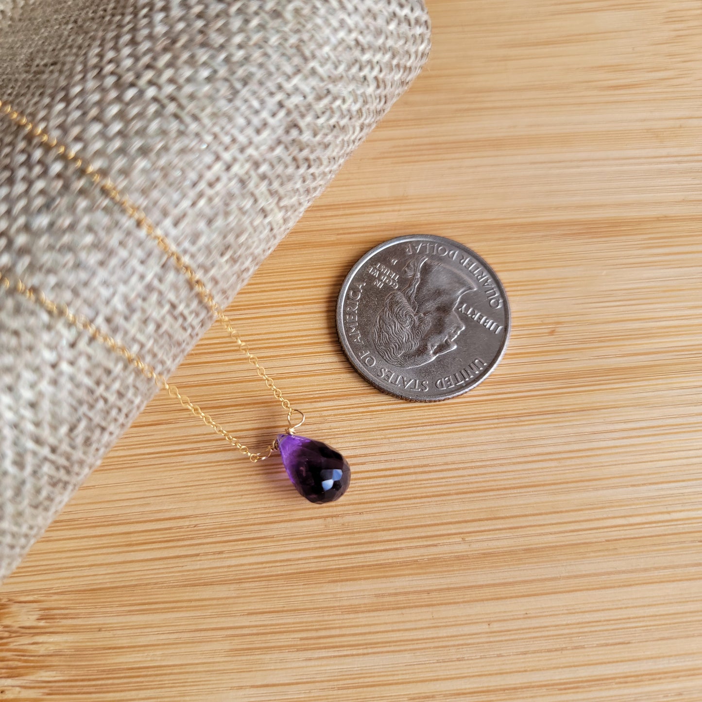 Amethyst Floating Necklace Crystal Gemstone February Birthstone Minimalist Jewelry Handmade