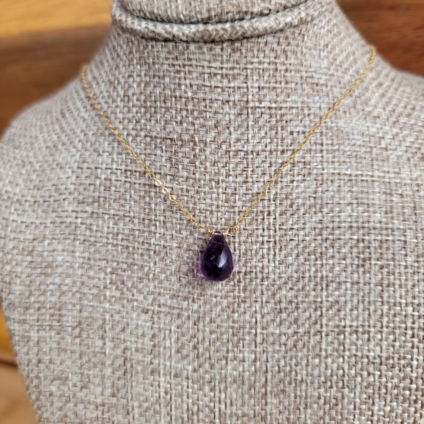 Amethyst Floating Necklace Crystal Gemstone February Birthstone Minimalist Jewelry Handmade