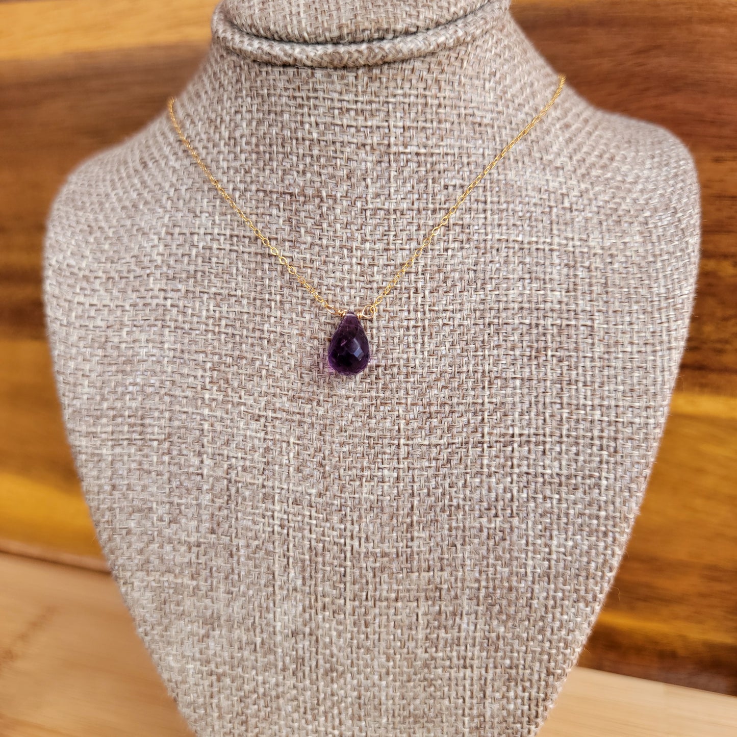 Amethyst Floating Necklace Crystal Gemstone Minimalist Jewelry Handmade February birthstone