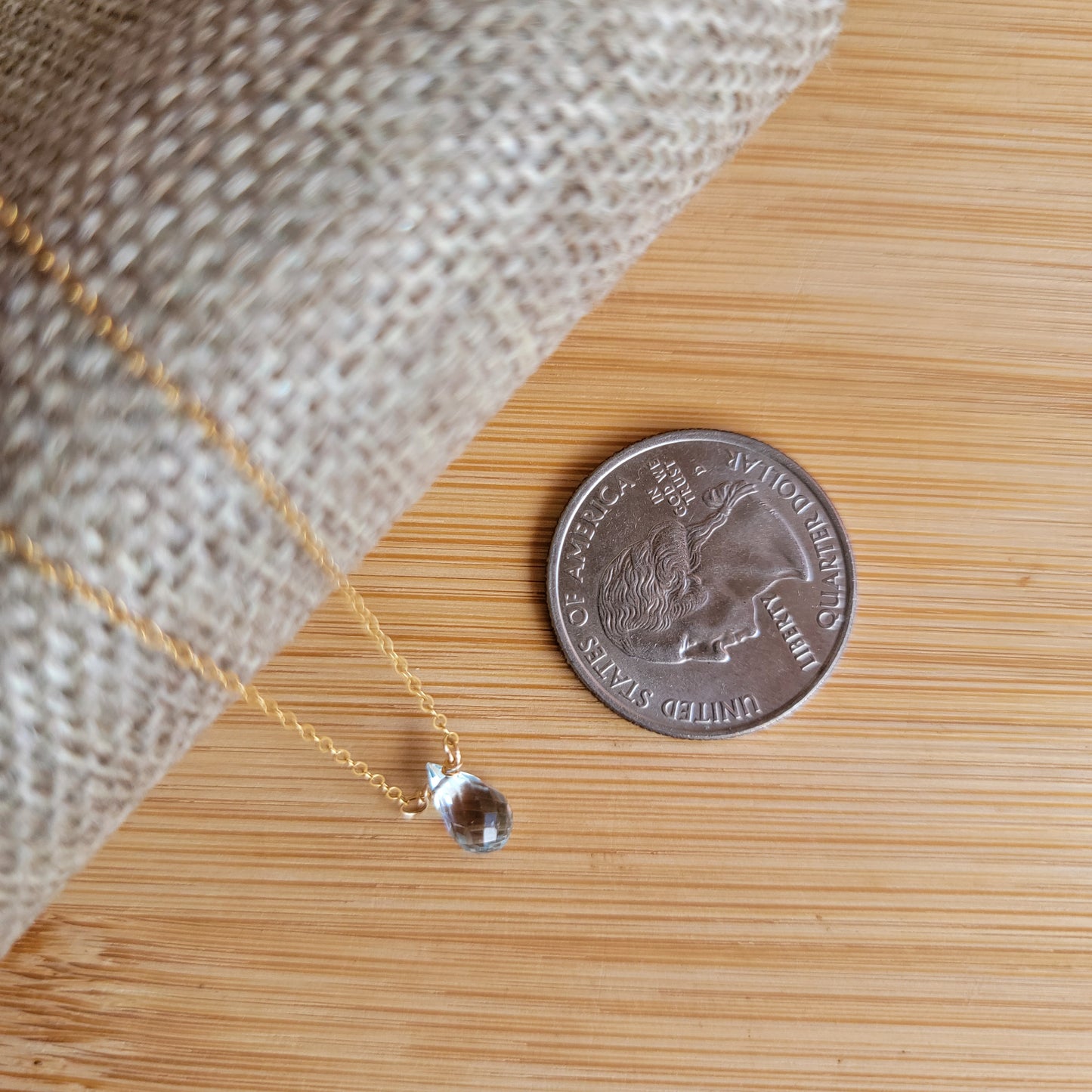 Sky BLUE TOPAZ Floating Necklace Crystal Gemstone December Birthstone Minimalist Jewelry Handmade