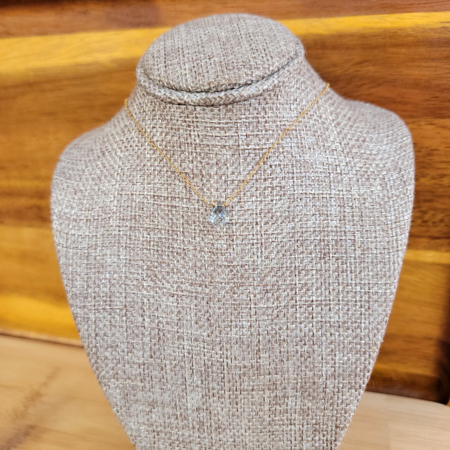 Sky BLUE TOPAZ Floating Necklace Crystal Gemstone December Birthstone Minimalist Jewelry Handmade