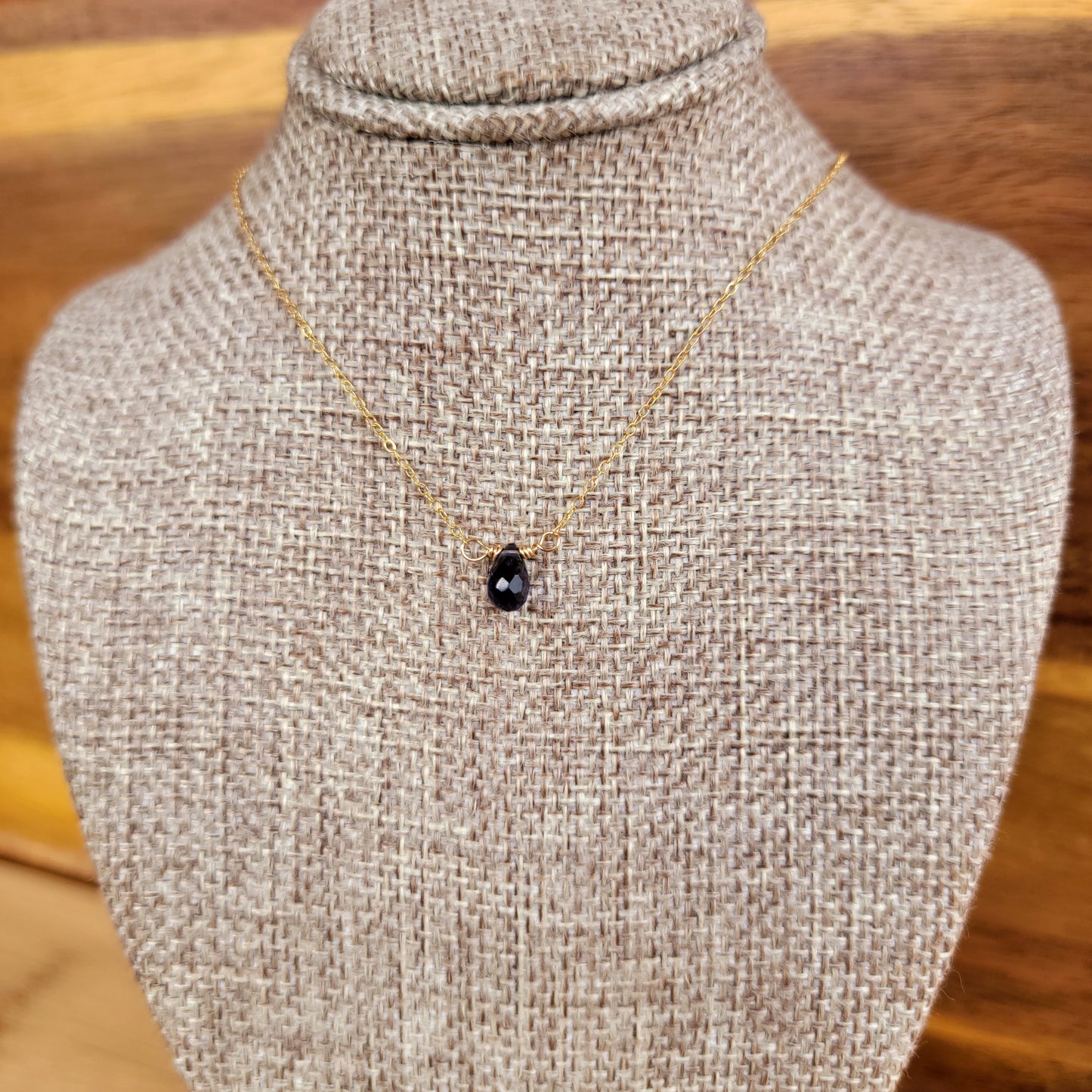 IOLITE Floating Necklace Crystal Gemstone 14K Gold Filled Minimalist Jewelry Handmade