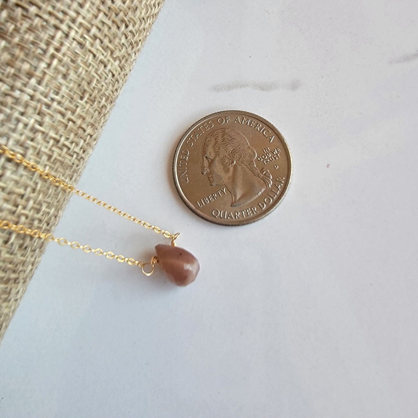 CHOCOLATE MOONSTONE Floating Necklace Crystal Gemstone June Birthstone Minimalist Jewelry Handmade
