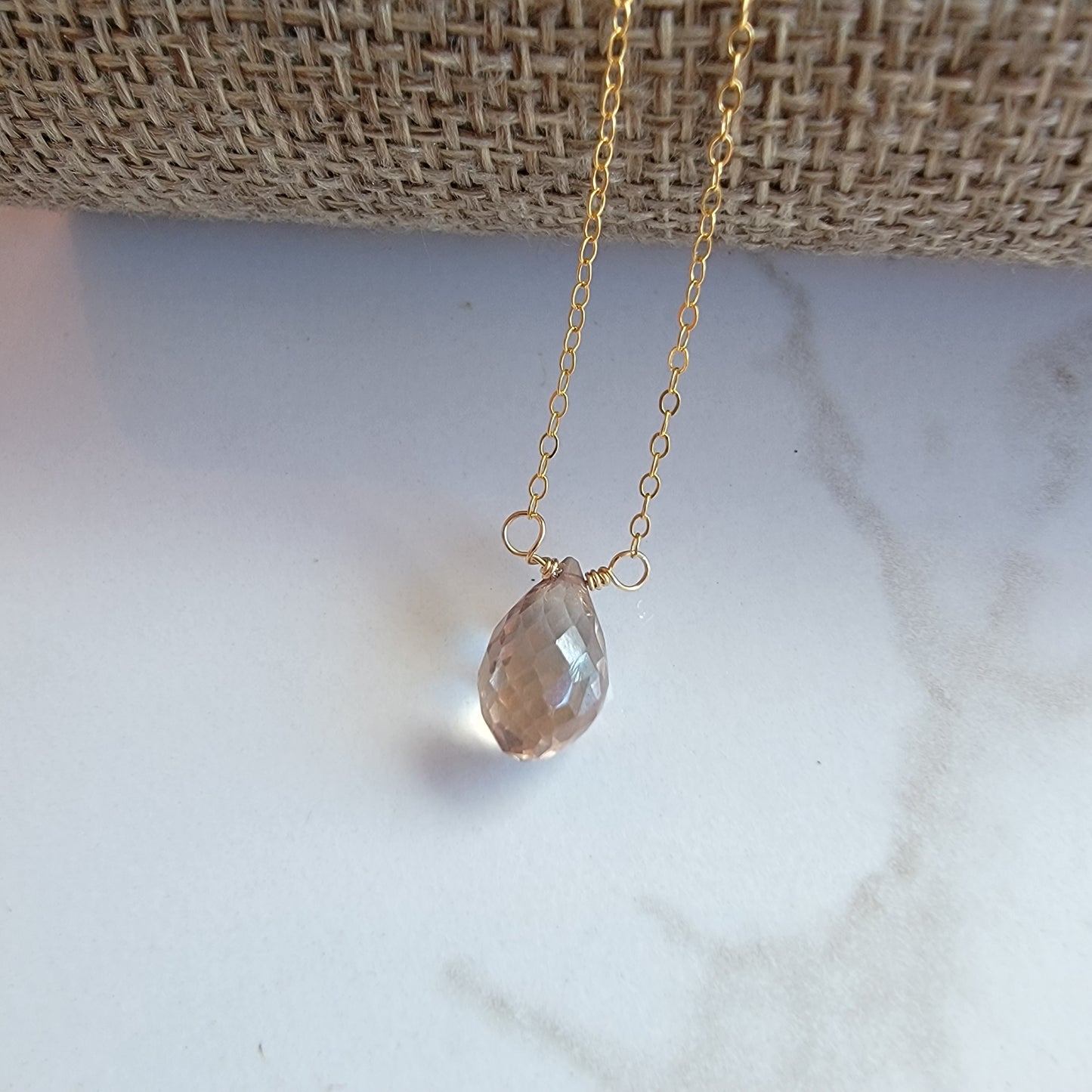Floating Necklace Mystic Quartz Crystal Gemstone 14K Gold Filled Minimalist Jewelry Handmade