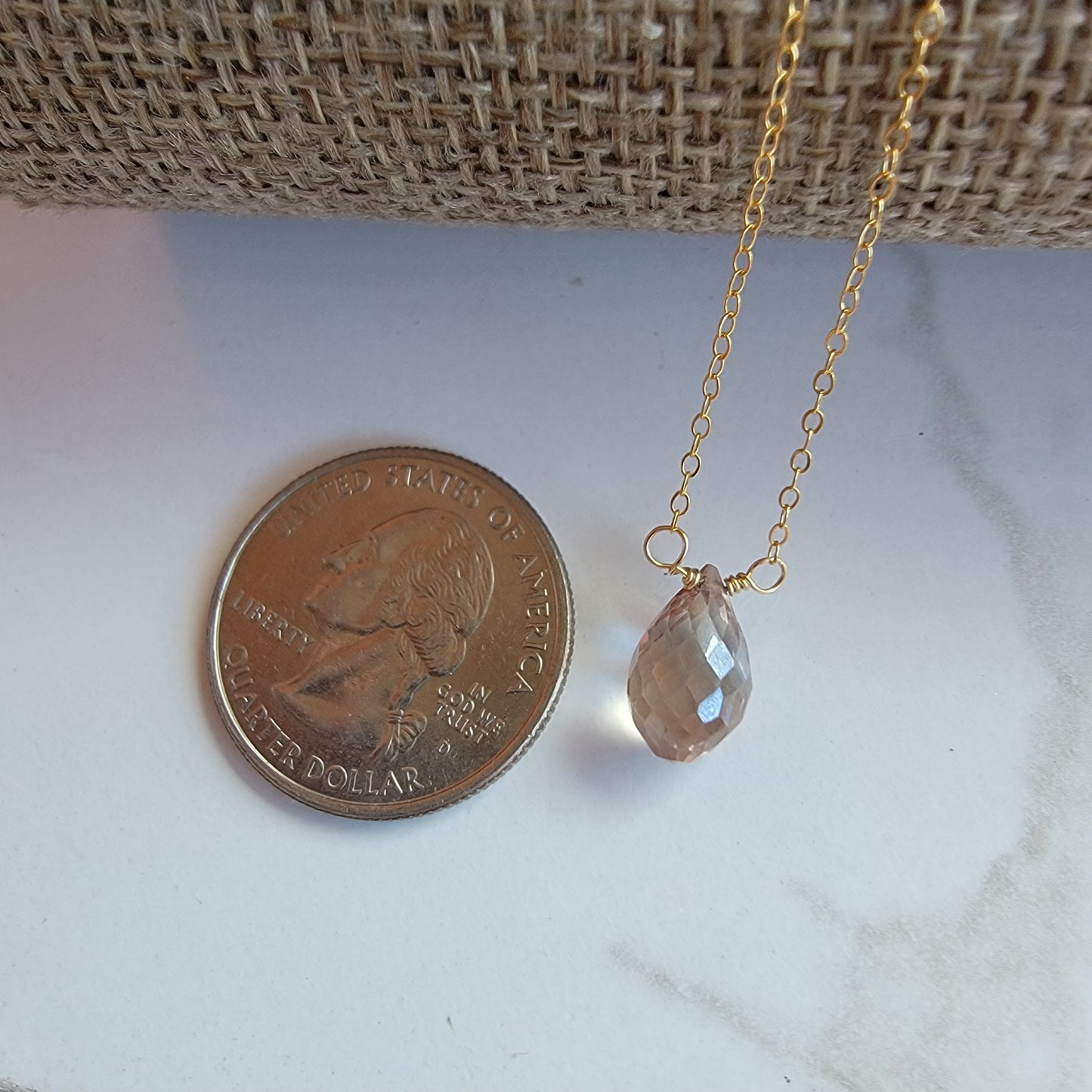 Floating Necklace Mystic Quartz Crystal Gemstone 14K Gold Filled Minimalist Jewelry Handmade