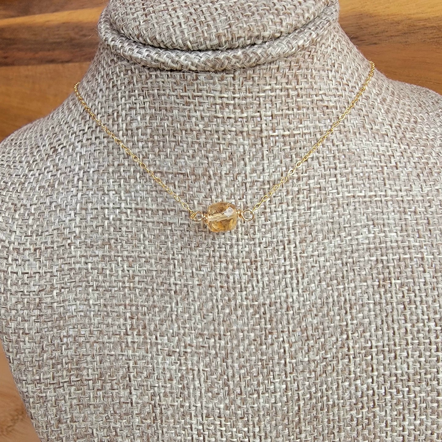 CITRINE Floating Necklace Quartz Crystal Gemstone 14K Gold Filled Minimalist Jewelry November Birthstone