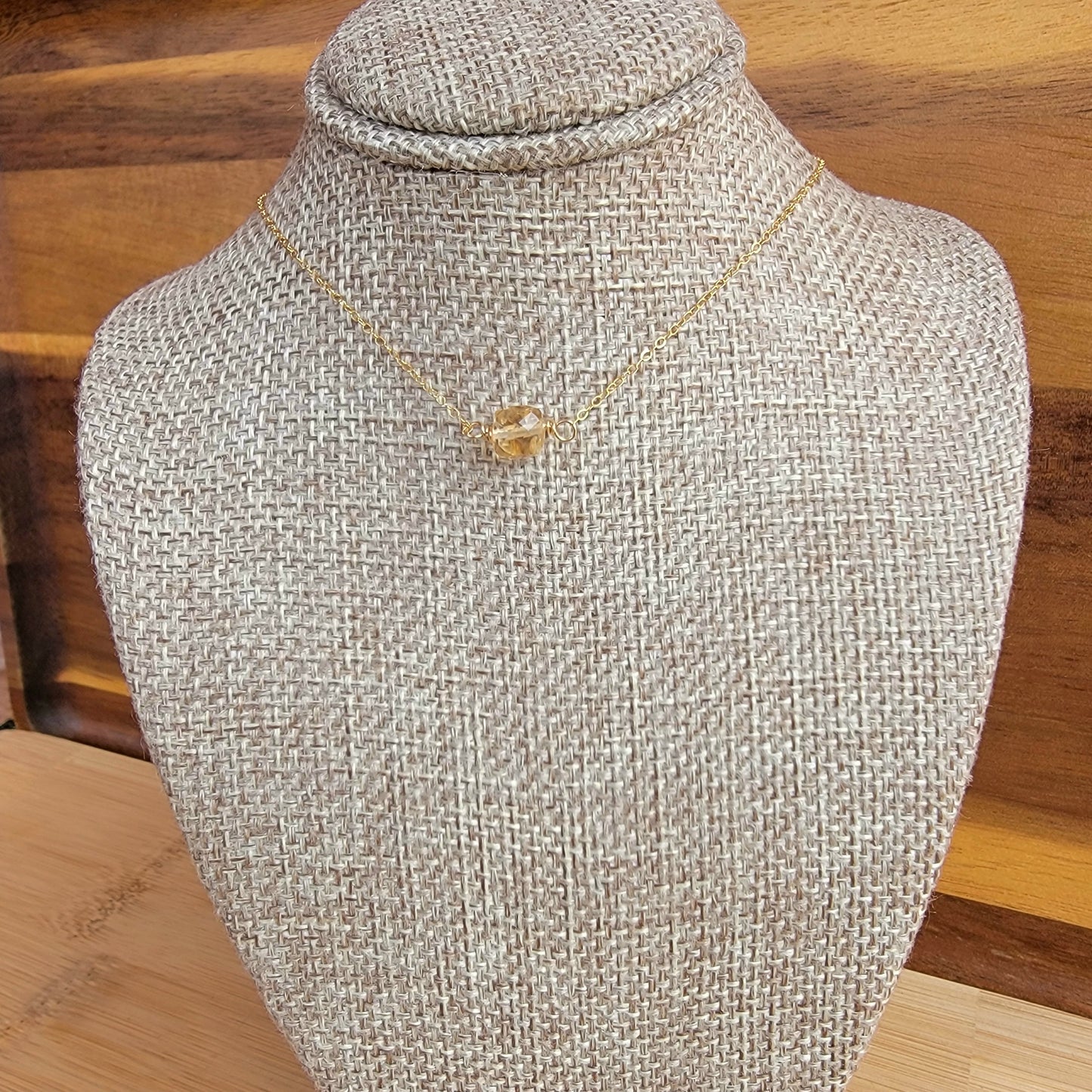 CITRINE Floating Necklace Quartz Crystal Gemstone 14K Gold Filled Minimalist Jewelry November Birthstone