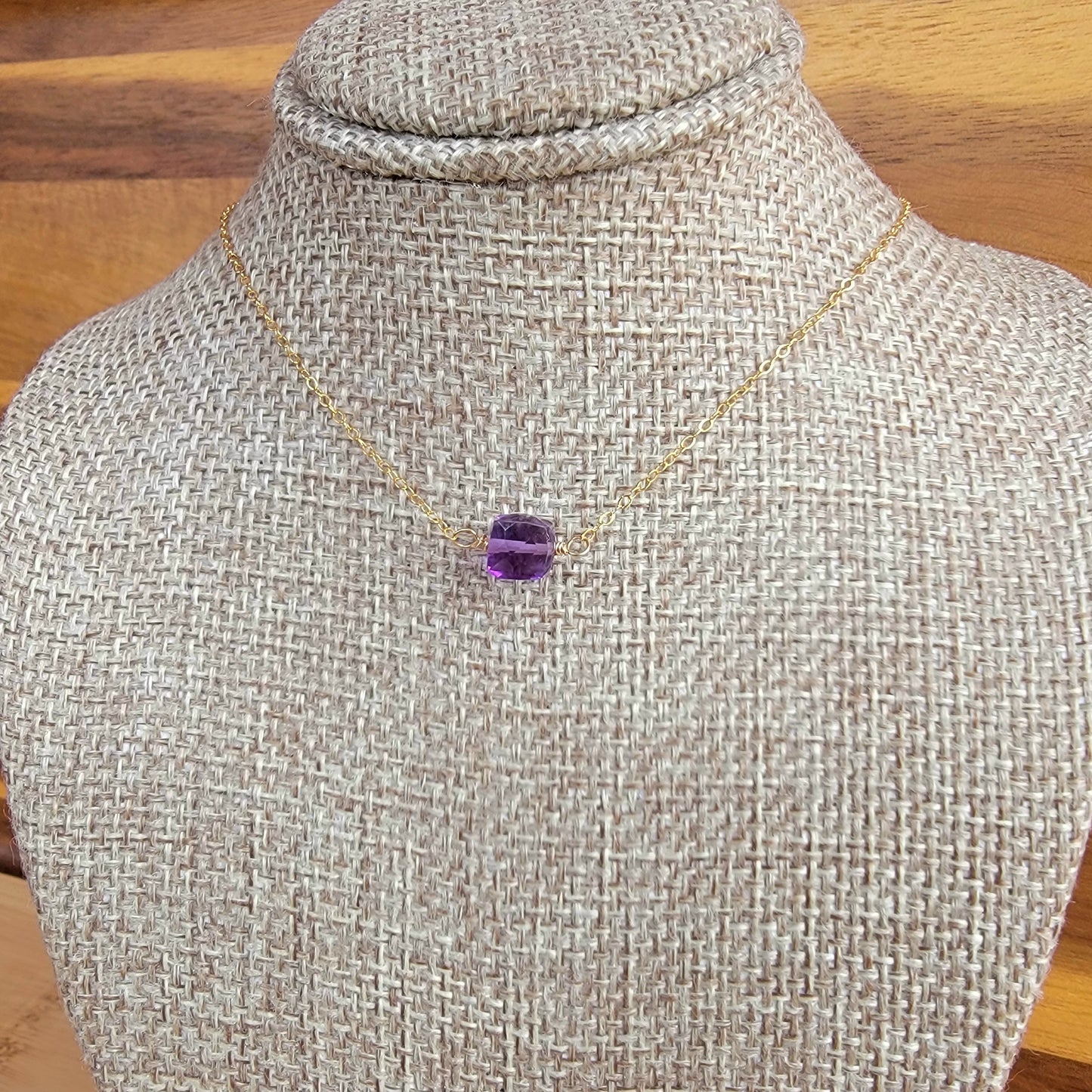 Amethyst Floating Necklace Choker Crystal Gemstone Minimalist Jewelry Handmade February Birthstone