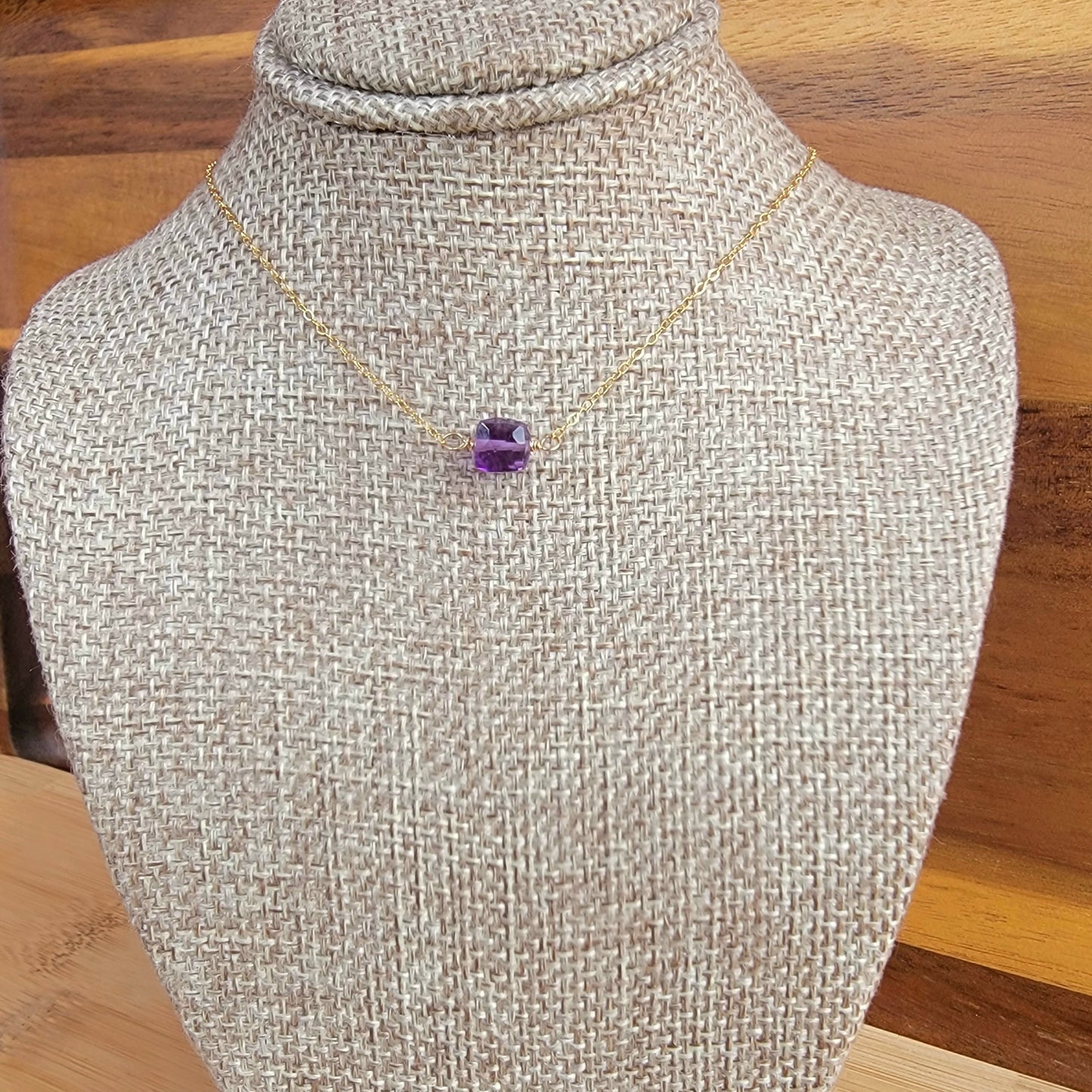 Amethyst Floating Necklace Choker Crystal Gemstone Minimalist Jewelry Handmade February Birthstone