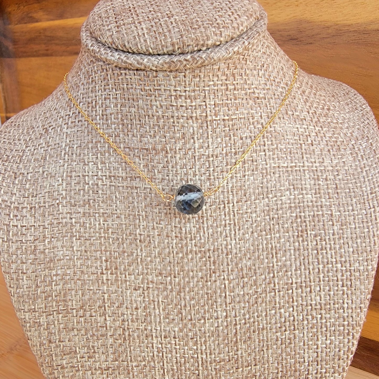 London Blue Topaz Floating Necklace December Birthstone Crystal Gemstone Minimalist Jewelry Handmade