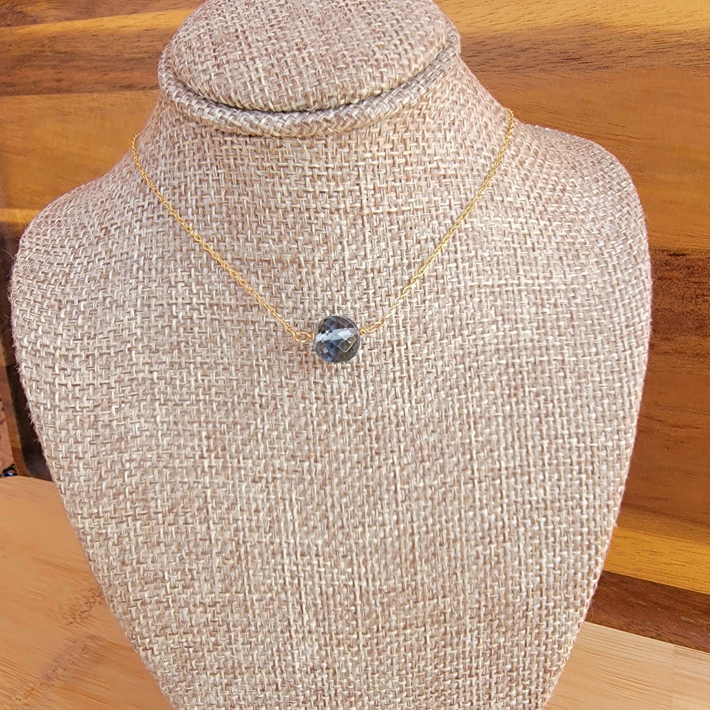 London Blue Topaz Floating Necklace December Birthstone Crystal Gemstone Minimalist Jewelry Handmade