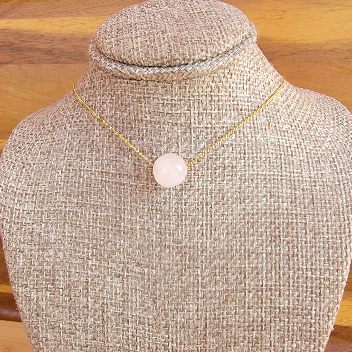 Rose Quartz Floating Necklace Crystal Gemstone Minimalist Jewelry Handmade