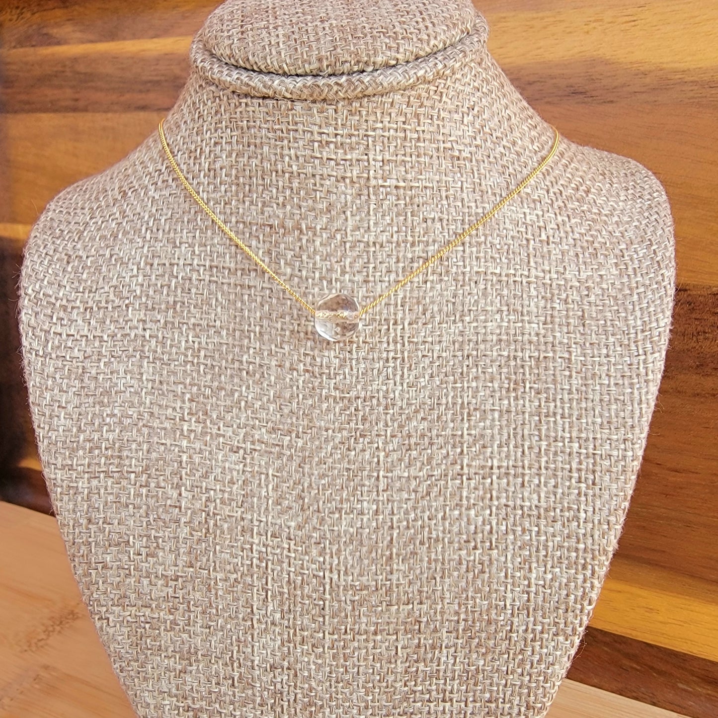Rock Quartz Floating Necklace Clear Crystal Gemstone Minimalist Jewelry April Birthstone