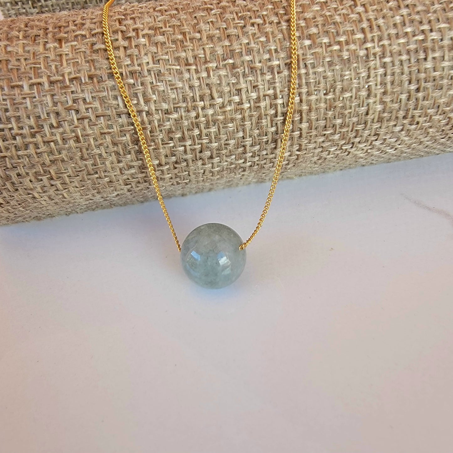 JADE Floating Necklace Crystal Gemstone Minimalist Jewelry Handmade