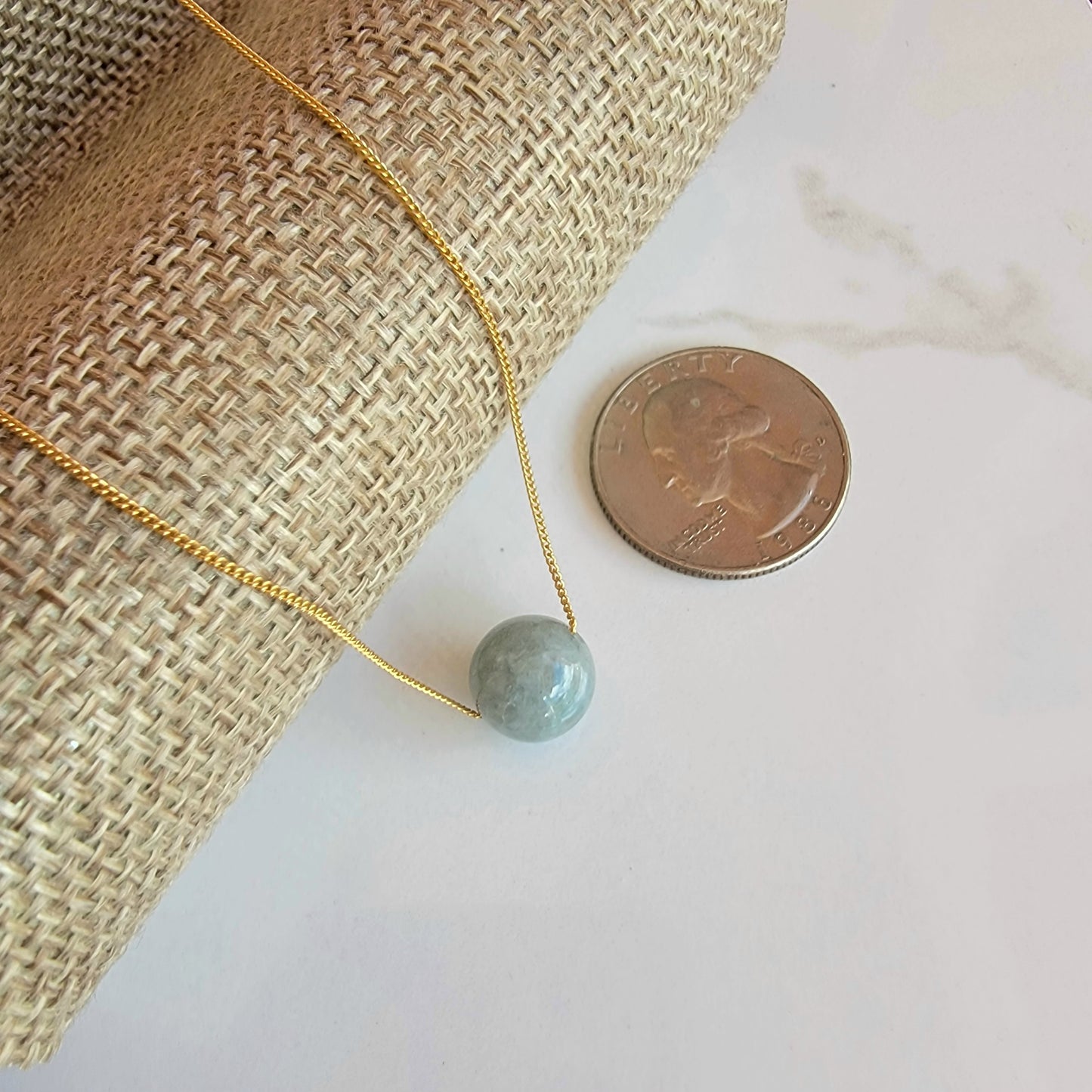 JADE Floating Necklace Crystal Gemstone Minimalist Jewelry Handmade