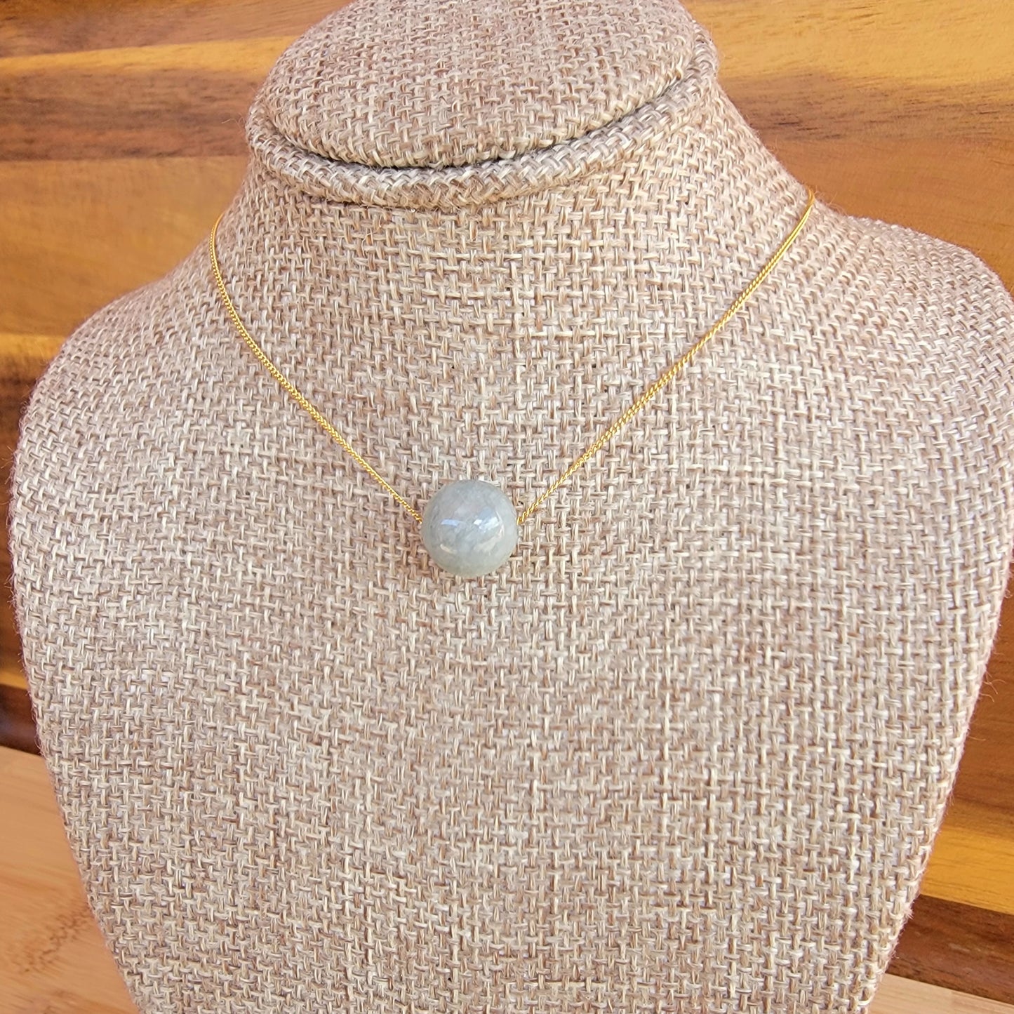 JADE Floating Necklace Crystal Gemstone Minimalist Jewelry Handmade