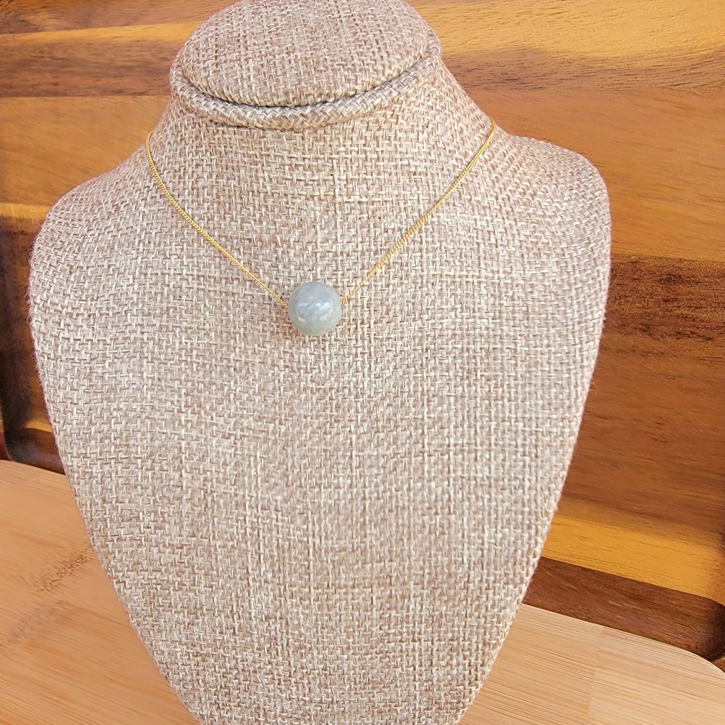 JADE Floating Necklace Crystal Gemstone Minimalist Jewelry Handmade