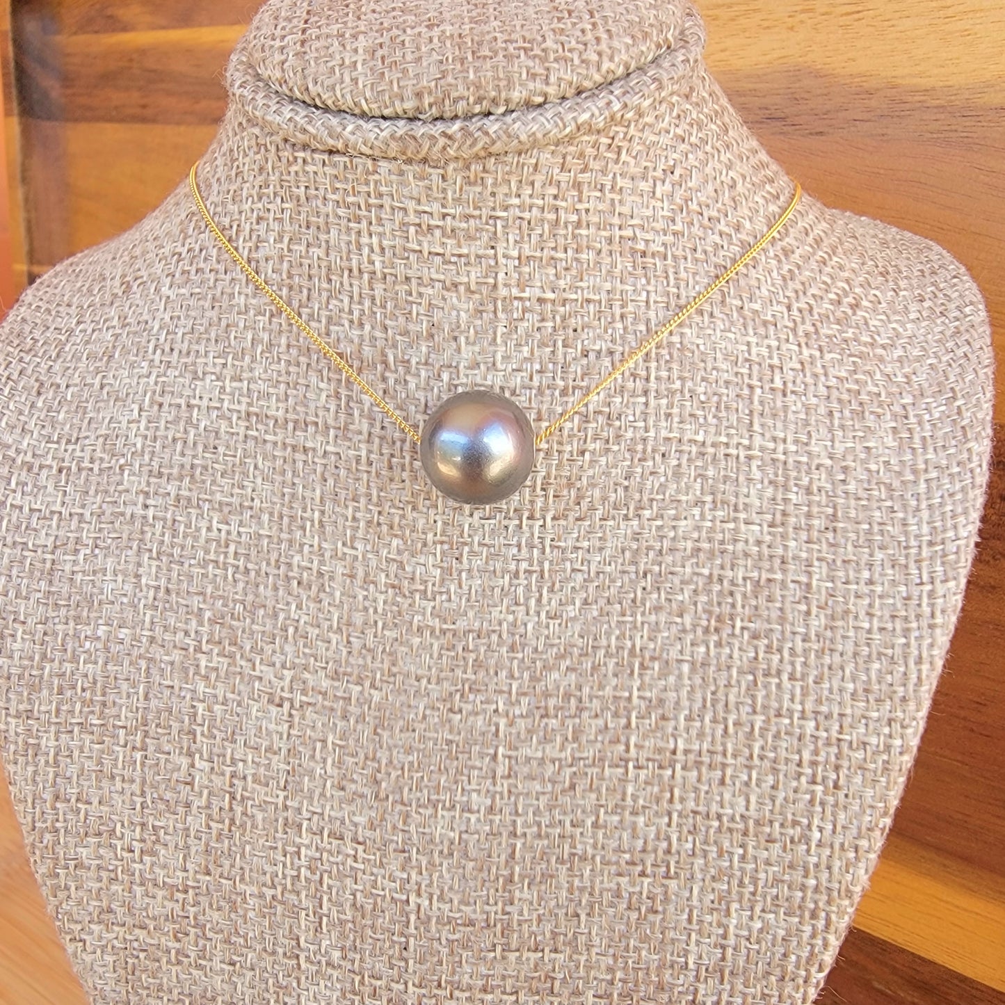 Swarovski Black Pearl Floating Necklace Crystal Gemstone Minimalist Jewelry June Birthstone