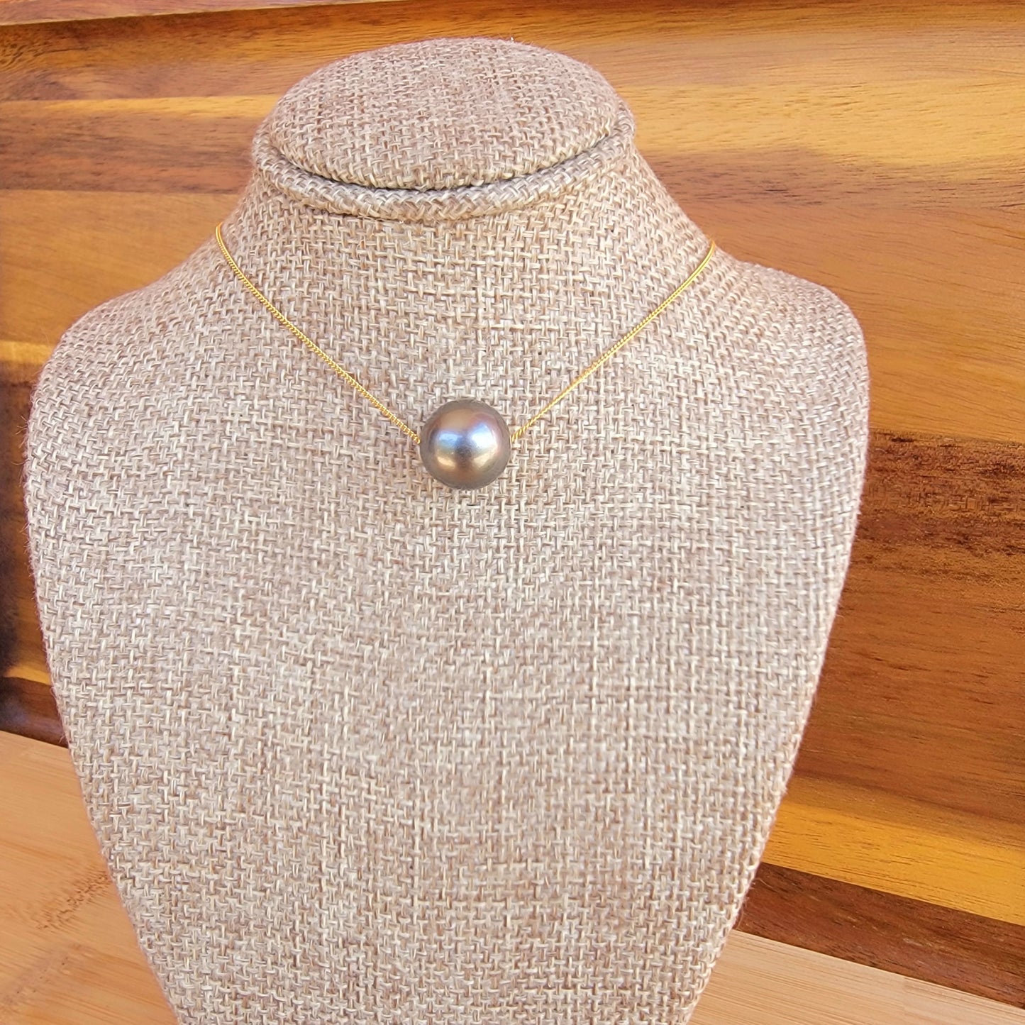 Swarovski Black Pearl Floating Necklace Crystal Gemstone Minimalist Jewelry June Birthstone
