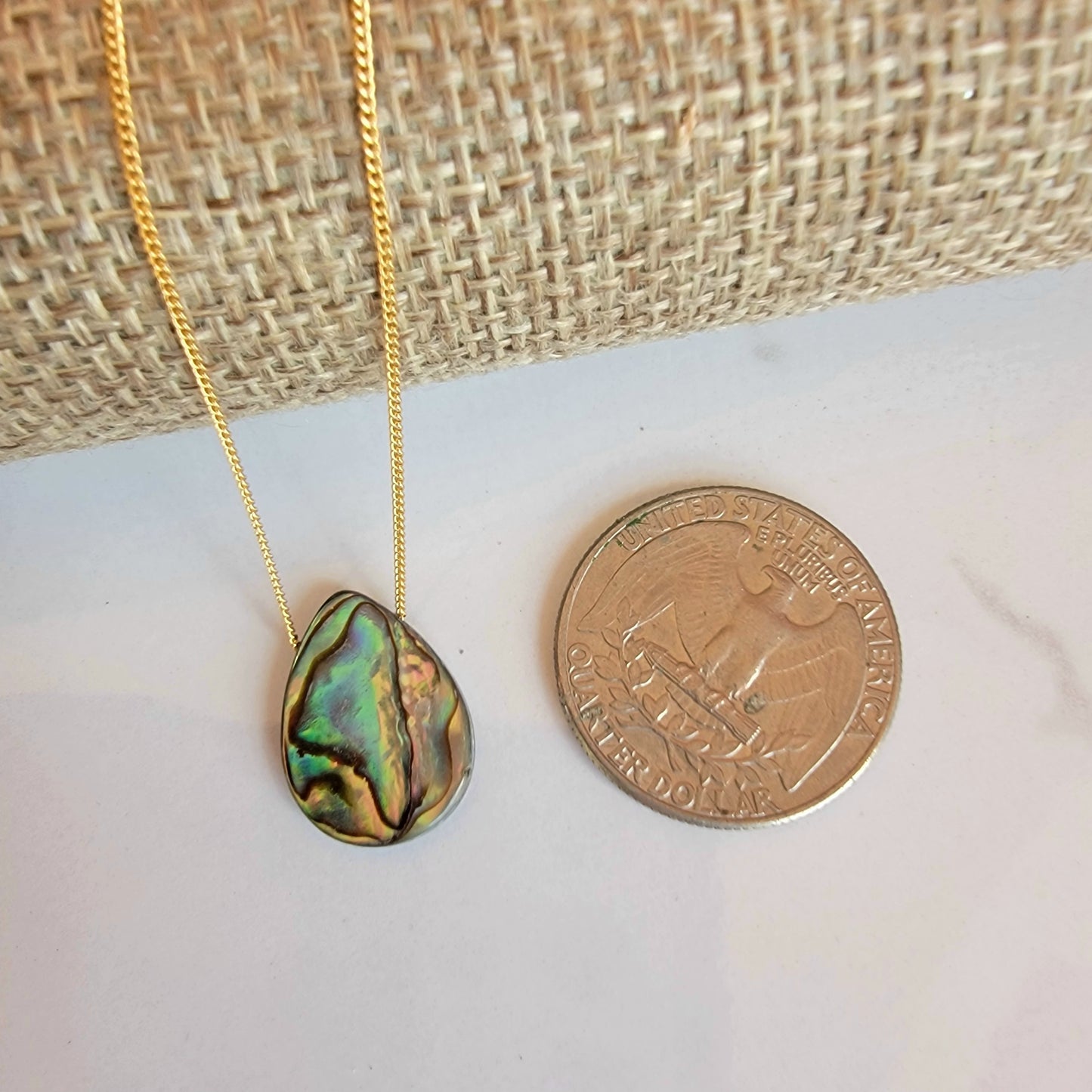 Floating Necklace Abalone Shell 14K Gold Filled Minimalist Jewelry Handmade