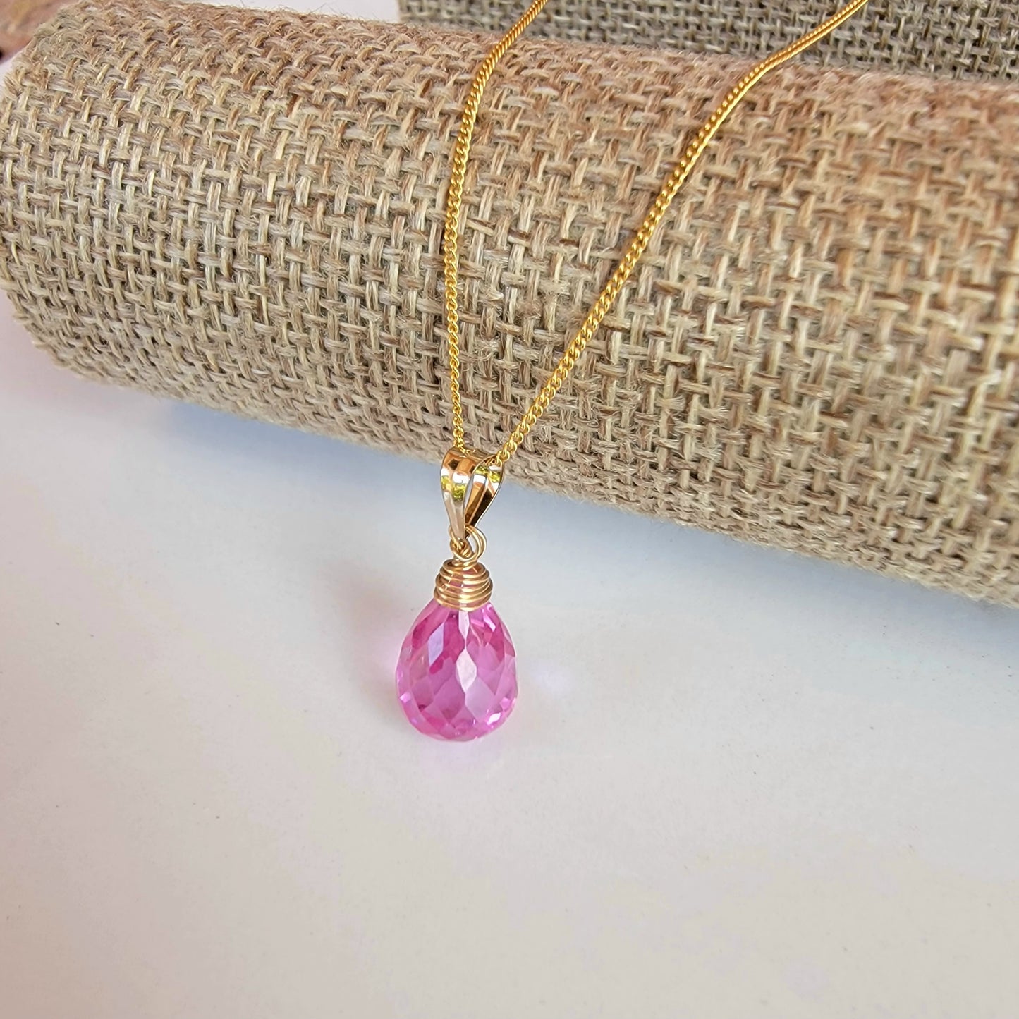 Pink Sapphire Necklace Genuine Gemstone Handmade Briolette September Birthstone