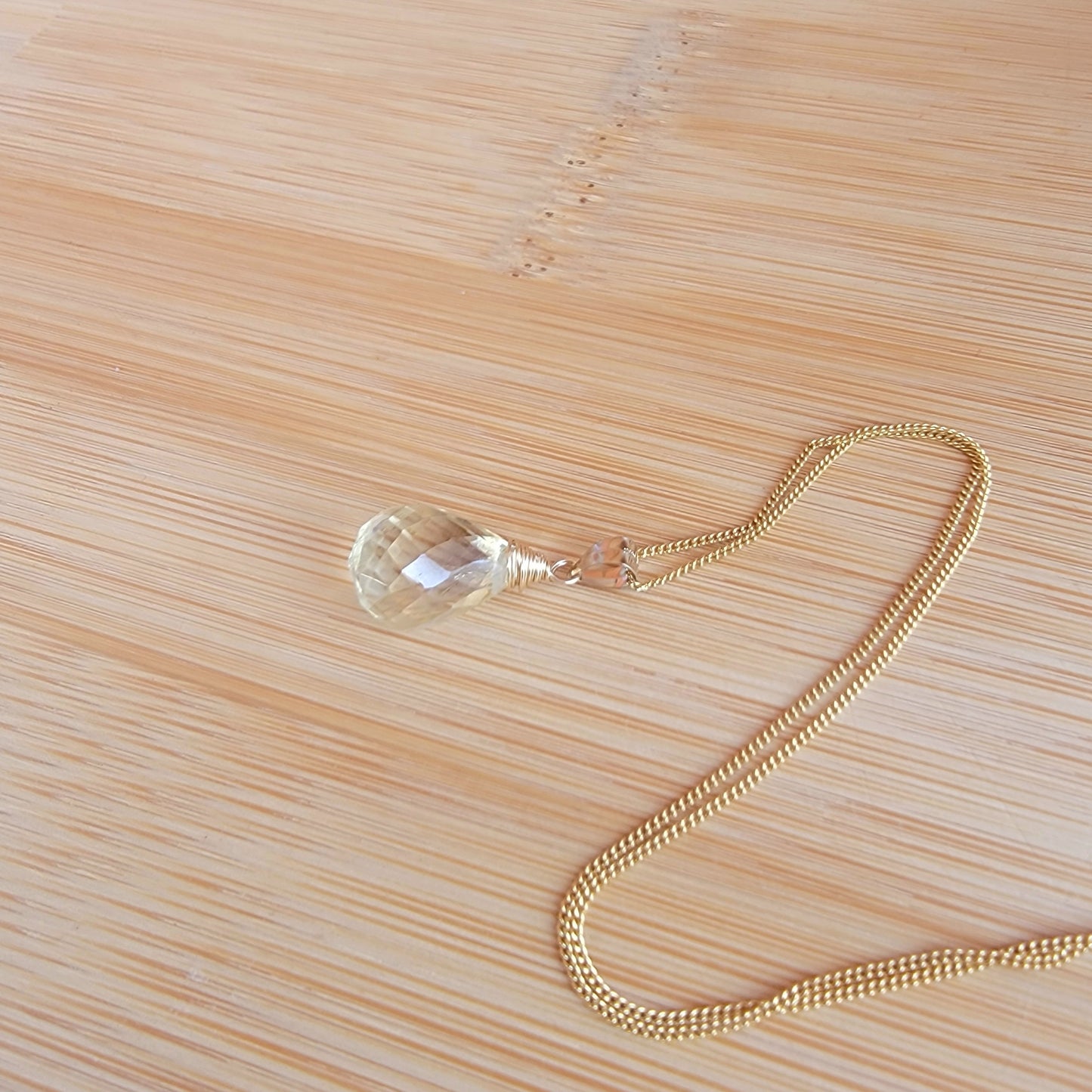 GENUINE Citrine Necklace November Birthstone Gemstone 14K Gold Briolette Handmade Best Gift for Her