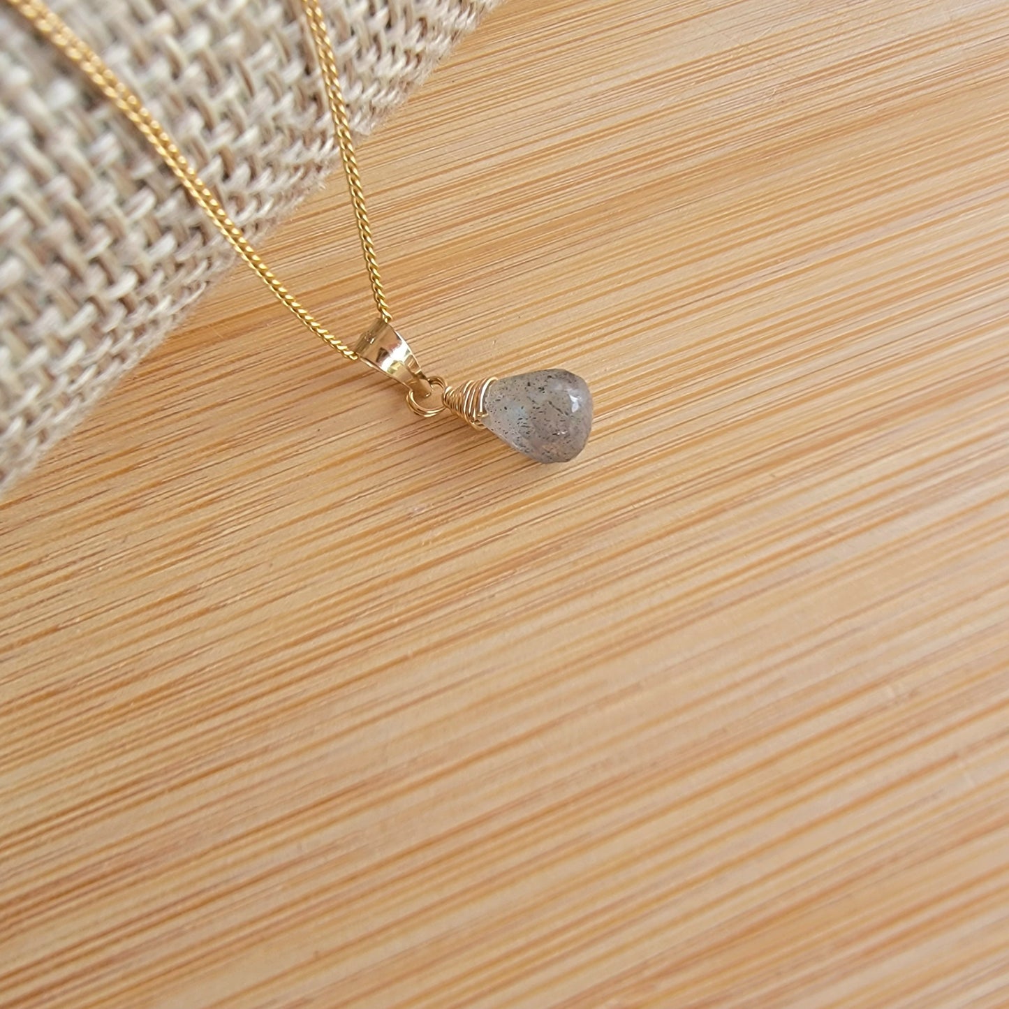 Labradorite Drop Necklace 14K Gold Filled Genuine Gemstone Handmade Briolette Best Gift for Her