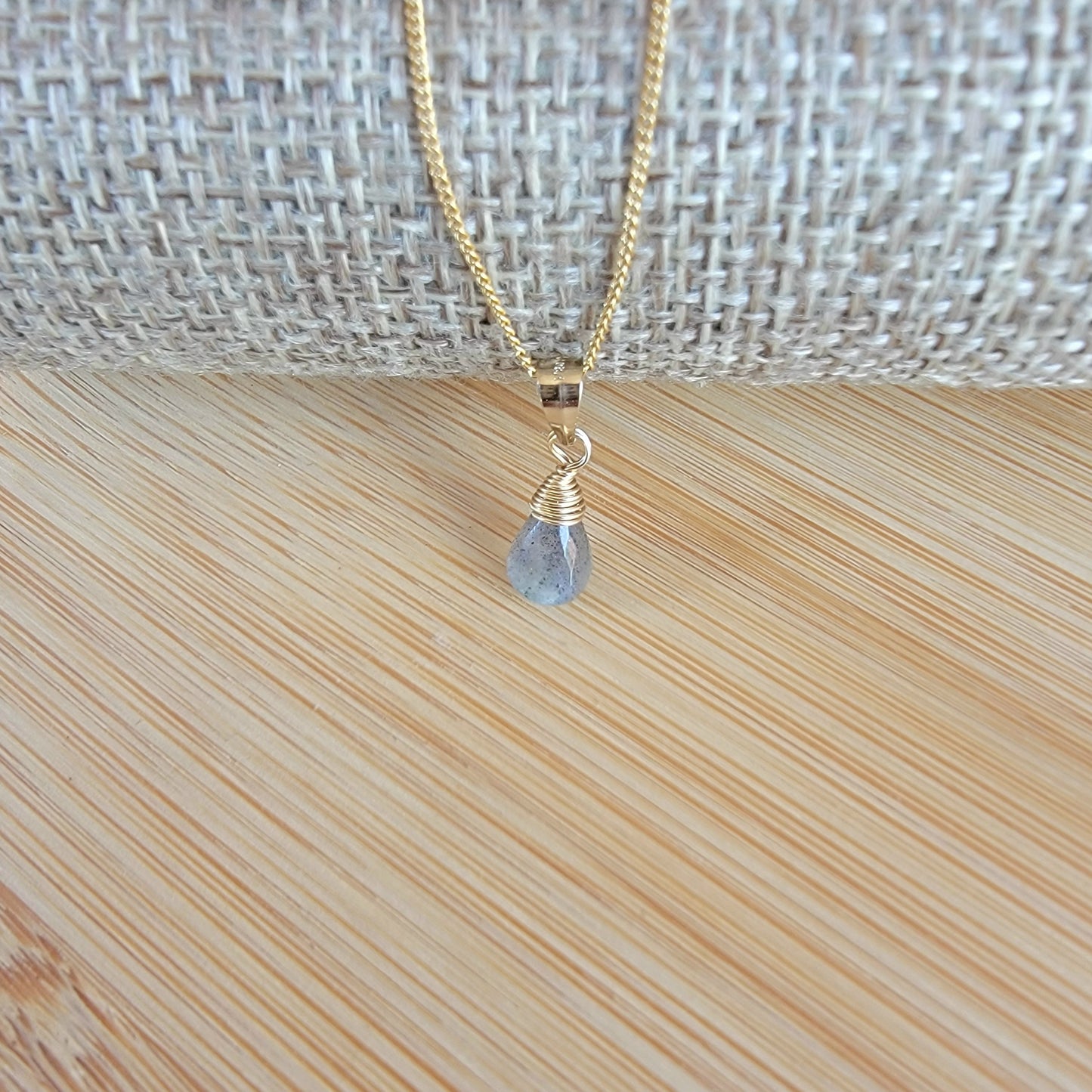 Labradorite Drop Necklace 14K Gold Filled Genuine Gemstone Handmade Briolette Best Gift for Her