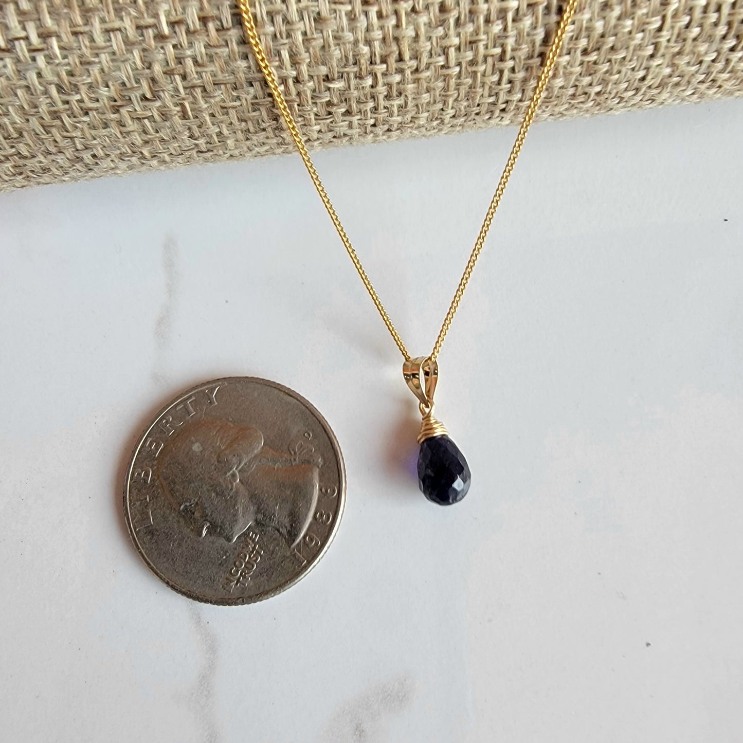 Iolite Necklace 14K Gold Filled Genuine Natural Gemstone Handmade Best Gift for Her Dainty Briolette