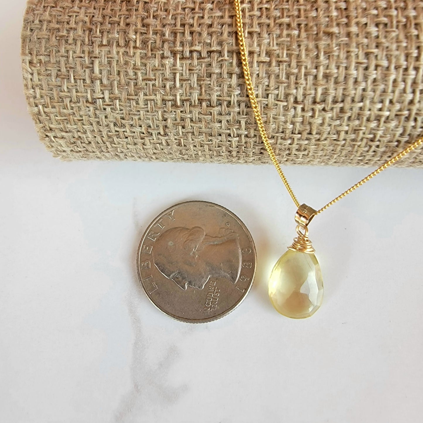 Lemon Quartz Gemstone Necklace 14K Gold Filled Genuine handmade Best gift for Her Natural