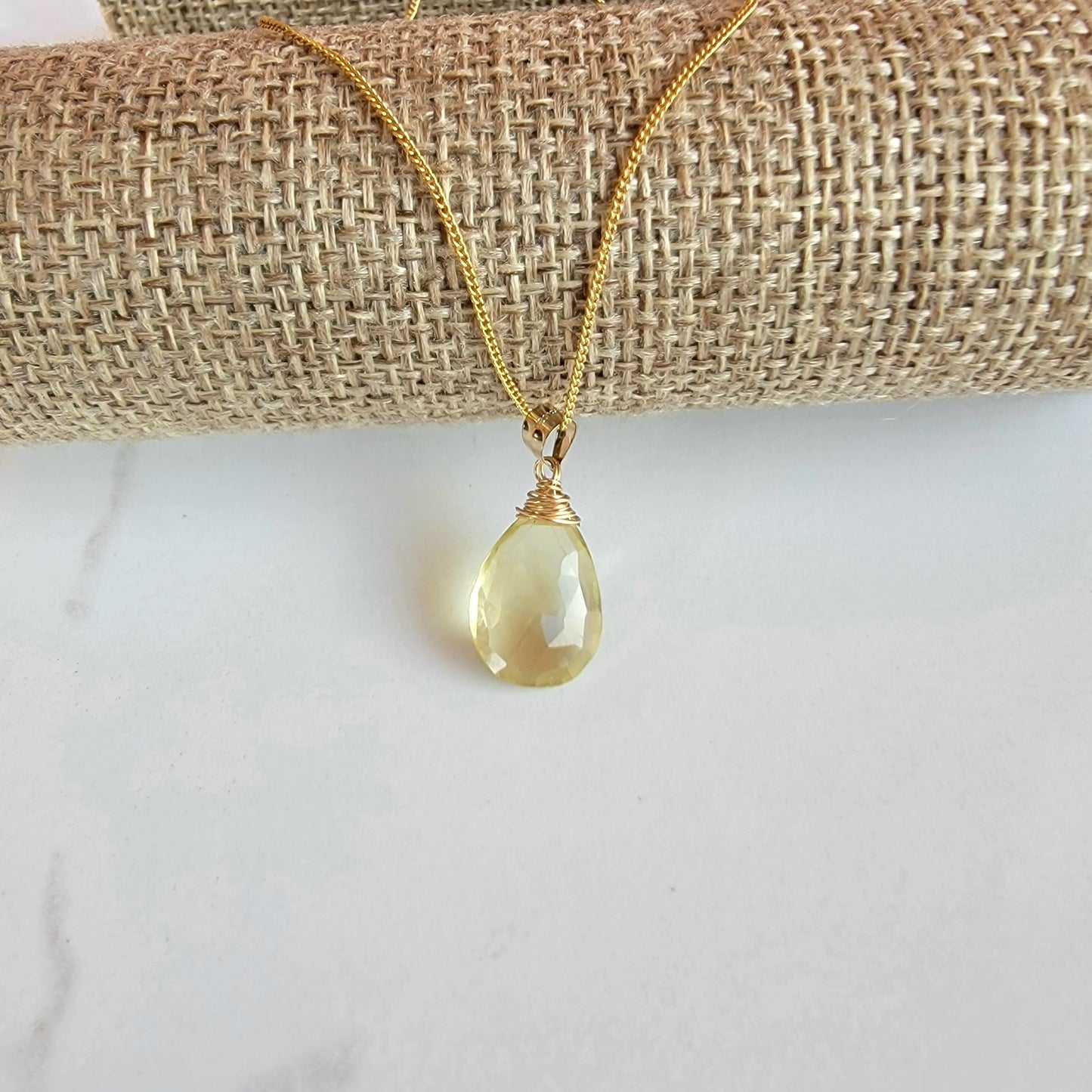 Lemon Quartz Gemstone Necklace 14K Gold Filled Genuine handmade Best gift for Her Natural