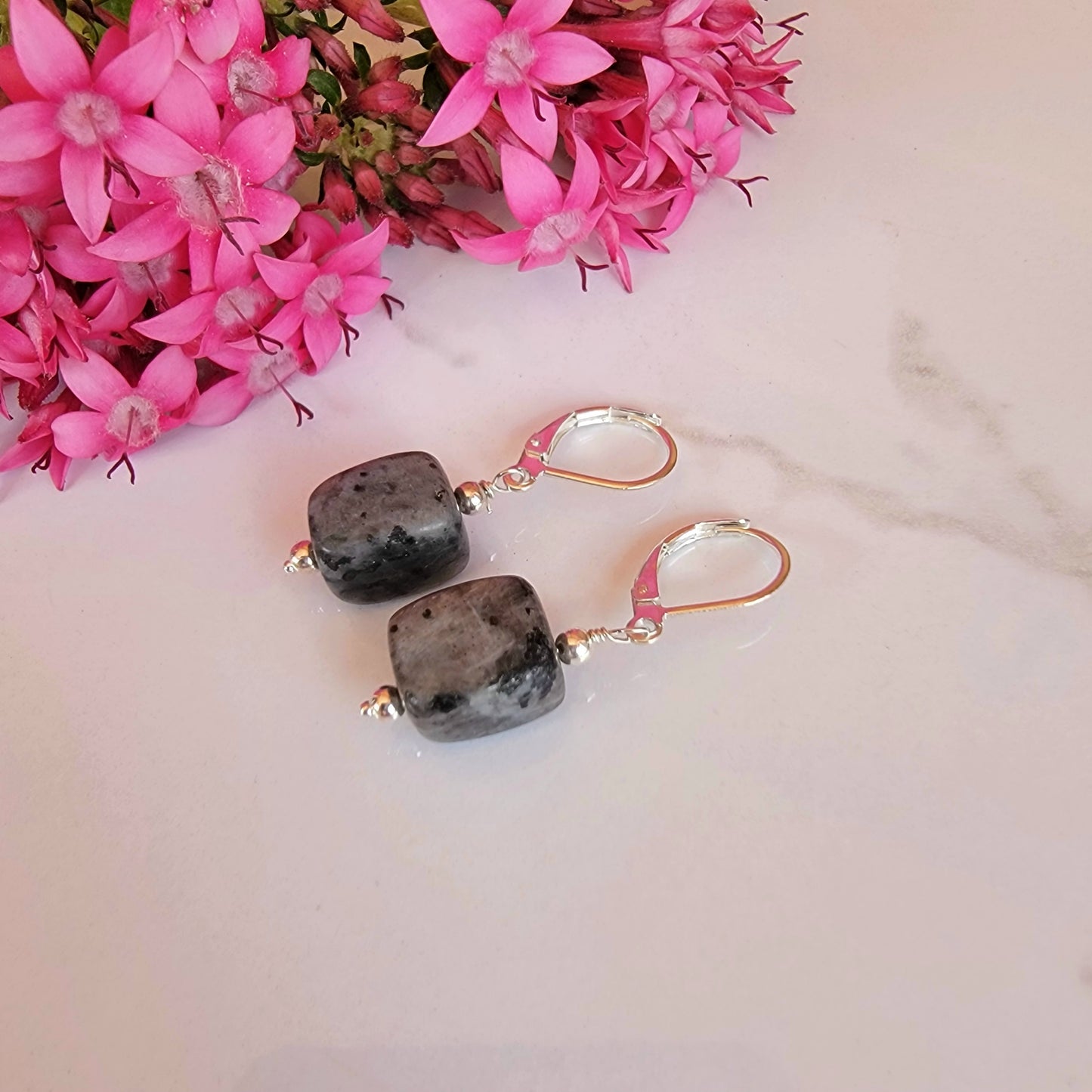 Labradorite Earrings Drop Dangle Sterling Silver Boho Jewelry Handmade