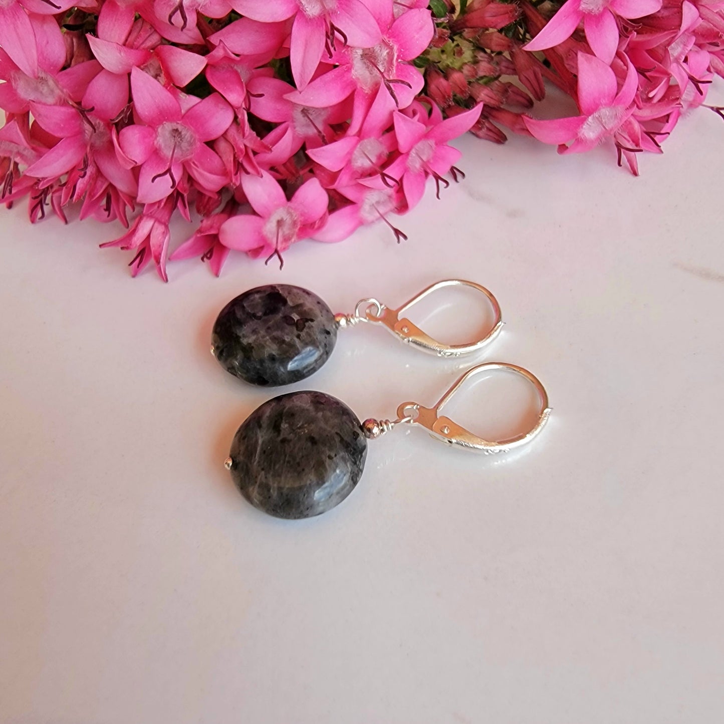 Labradorite Earrings Drop Dangle Gemstone Earrings Sterling Silver Handmade Boho