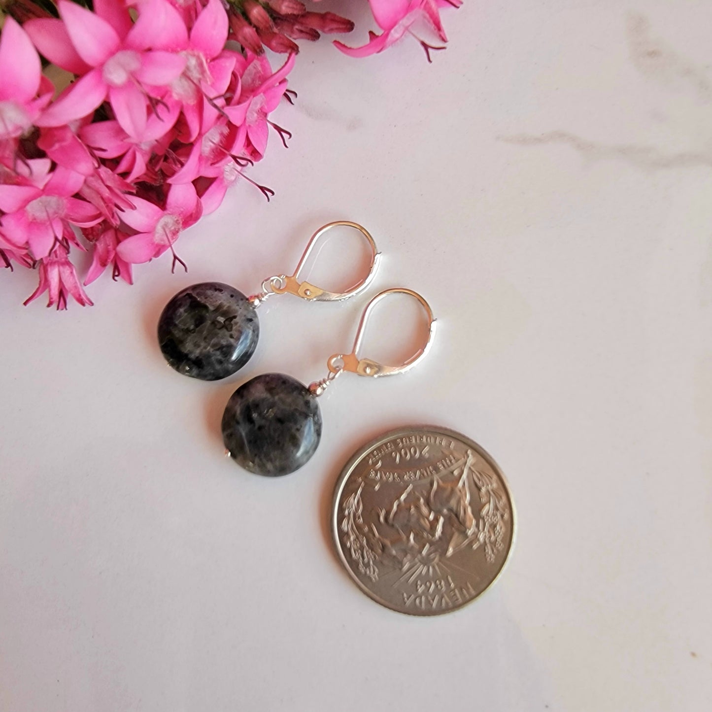 Labradorite Earrings Drop Dangle Gemstone Earrings Sterling Silver Handmade Boho