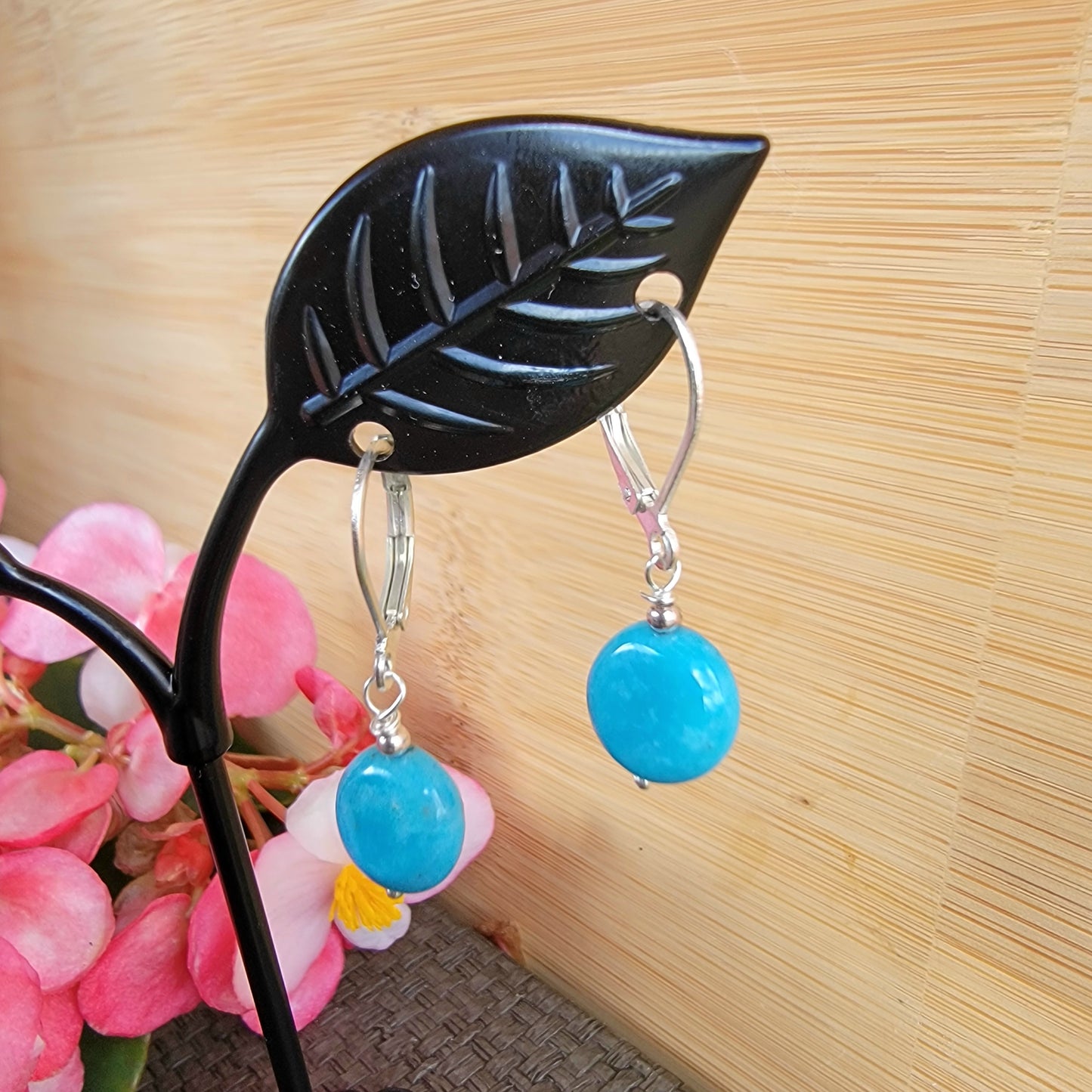 Amazonite Earrings Drop Dangle Gemstone Boho Jewelry Silver