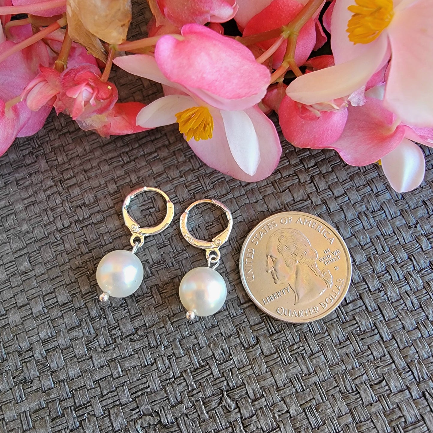 White Pearl Earrings Swarovski Drop Dangle Gemstone Boho Jewelry Sterling Silver