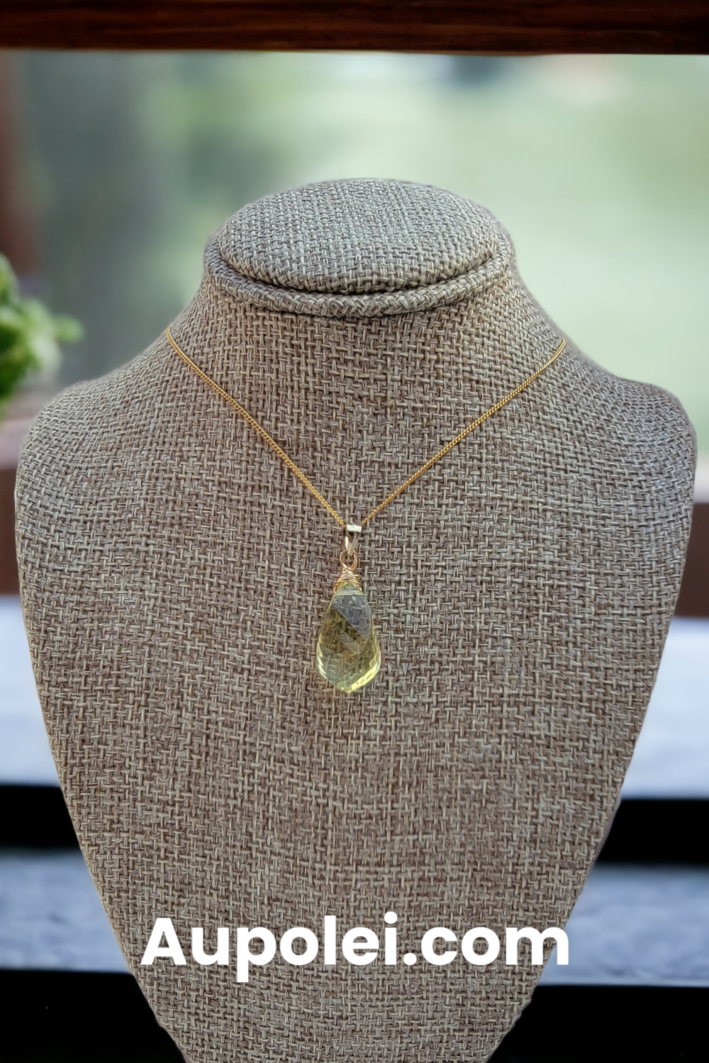 Lemon Quartz Gemstone Drop Necklace 14K Gold Filled Genuine Handmade Spiral Briolette Crystal Best Gift ofr Her