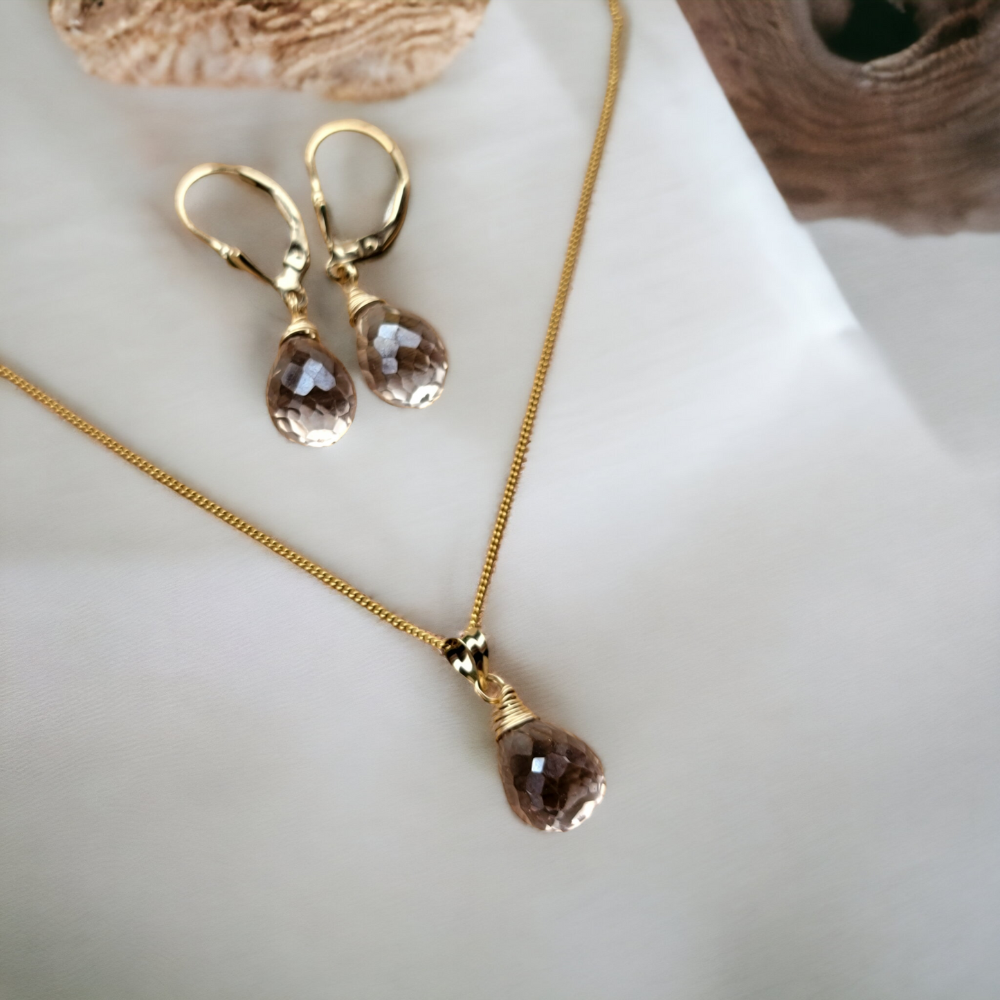 Jewelry Set Mystic Quartz Crystal Gemstone Earrings and Necklace set 14k gold filled genuine precious stones