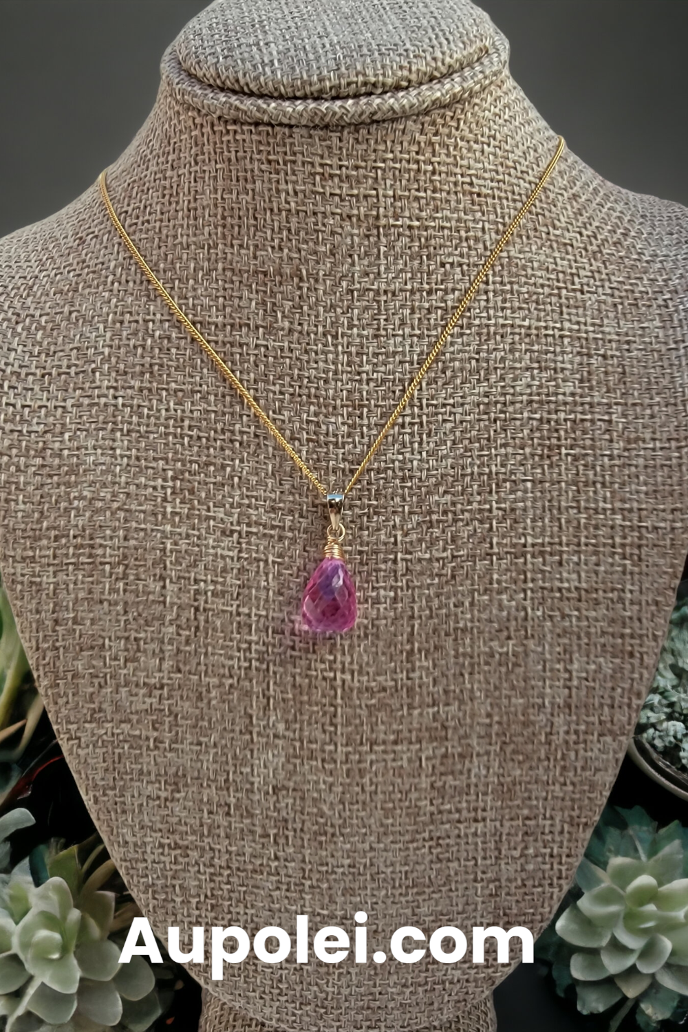 Pink Sapphire Necklace Genuine Gemstone Handmade Briolette September Birthstone