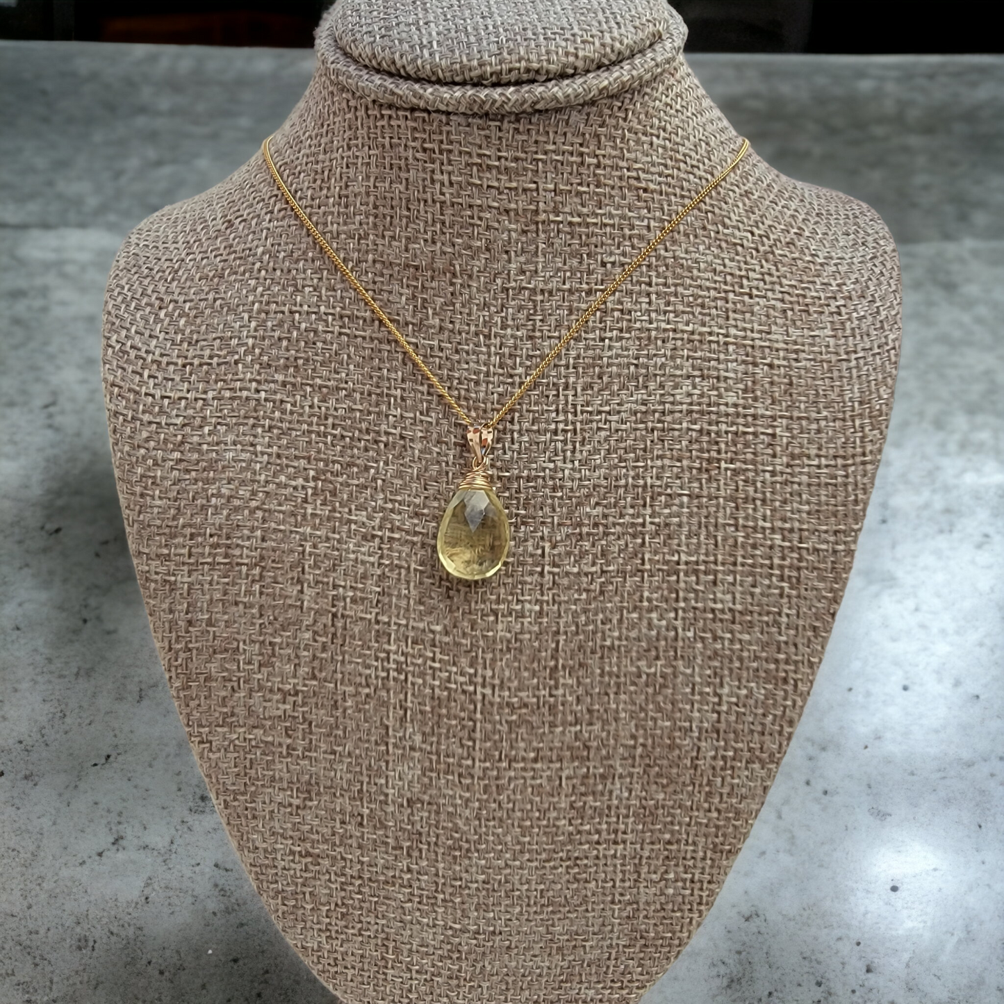Lemon Quartz Gemstone Necklace 14K Gold Filled Genuine handmade Best gift for Her Natural