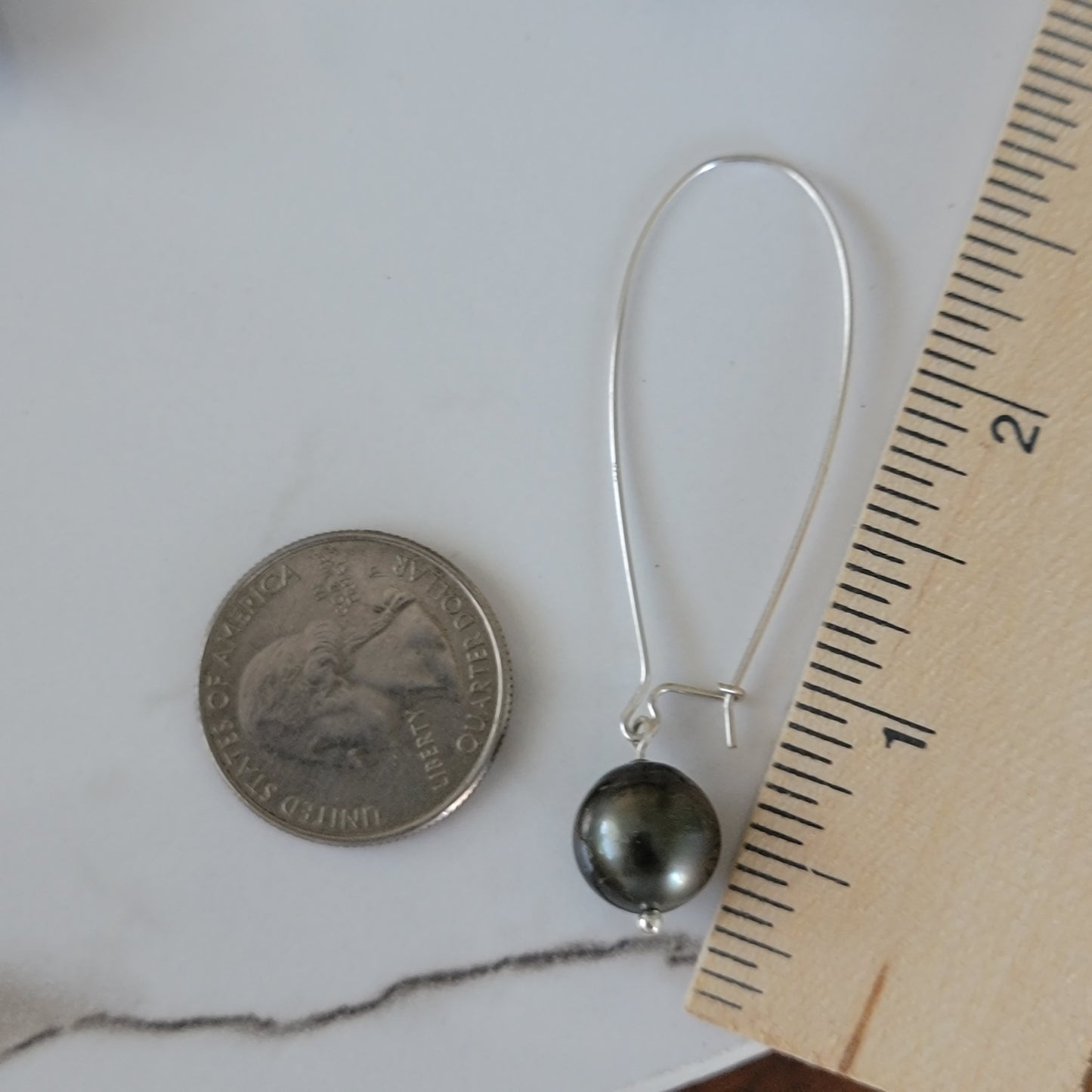 Tahitian Pearl Earrings Black Baroque Southsea Dangle Drop in Solid Sterling Silver June Birthstone Handmade