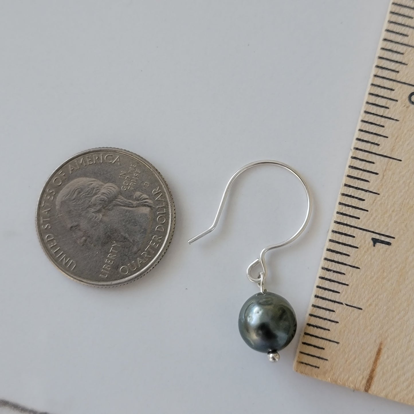 Black Tahitian Pearl Earrings in Sterling Silver Dangle Drop Handmade Boho June Birthstone South Sea Pearl