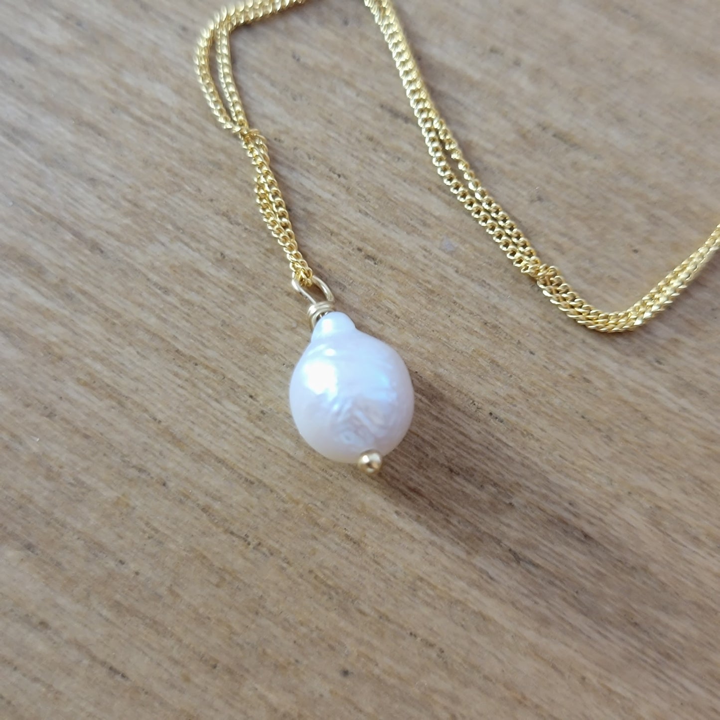 Baroque Pearl Drop Necklace 14K Gold Filled Dainty Delicate Necklace June Birthstone