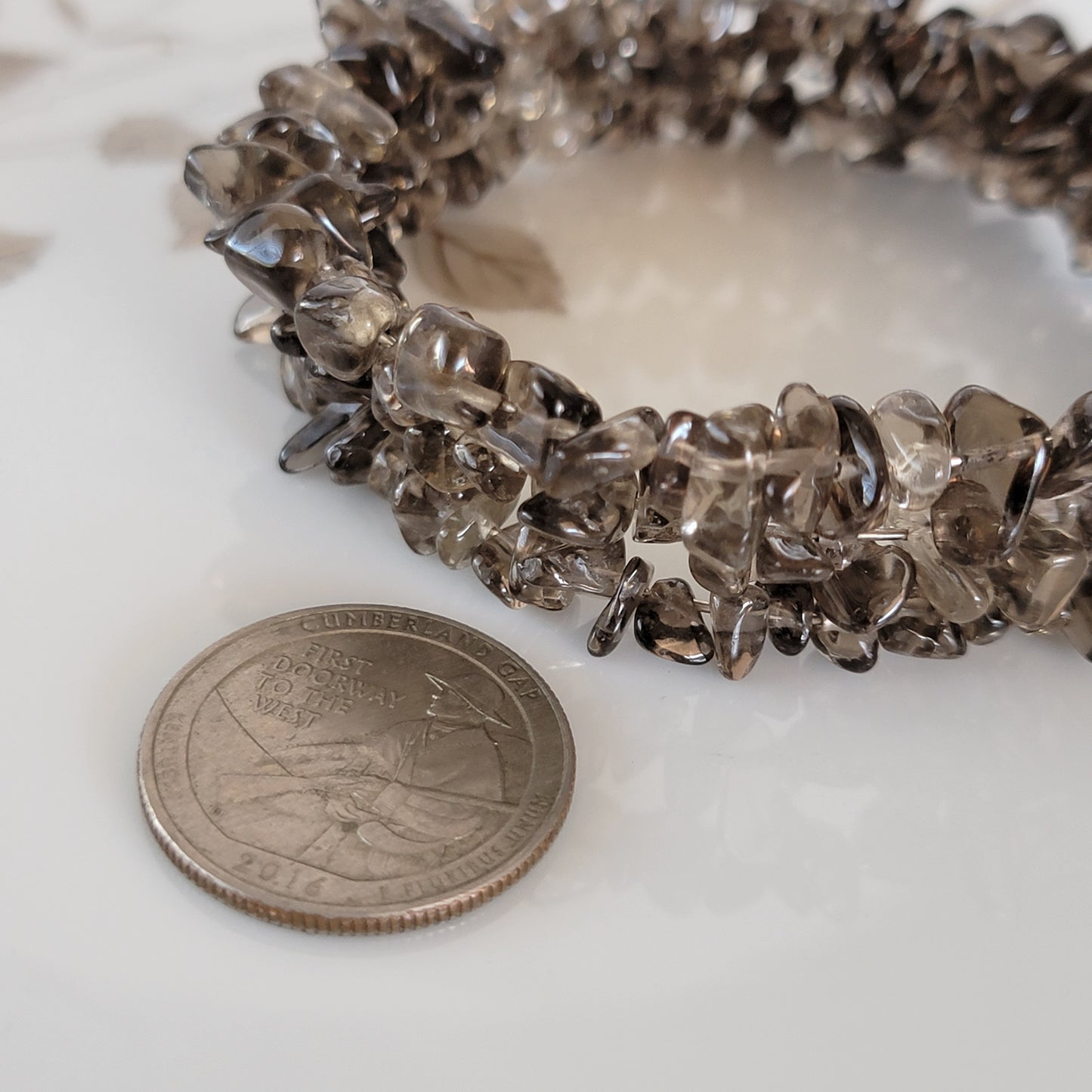 Natural Smoky Quarts Wrap Bracelet Gemstone Raw Chips set in Memory Wire